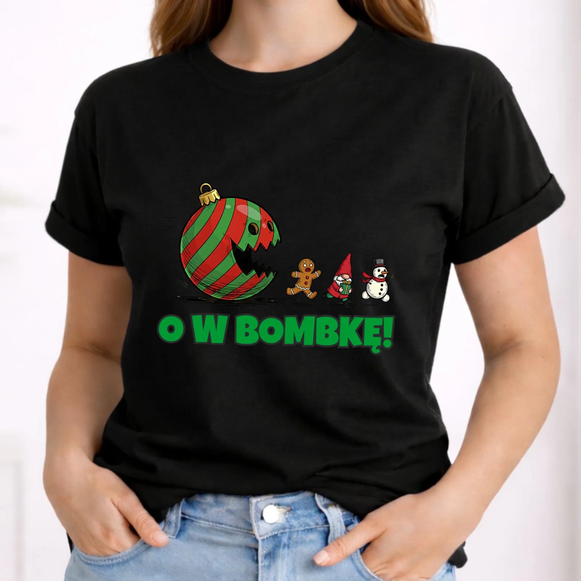 Koszulka damska świąteczna - O w bombkę BN142 - StoryCups.pl