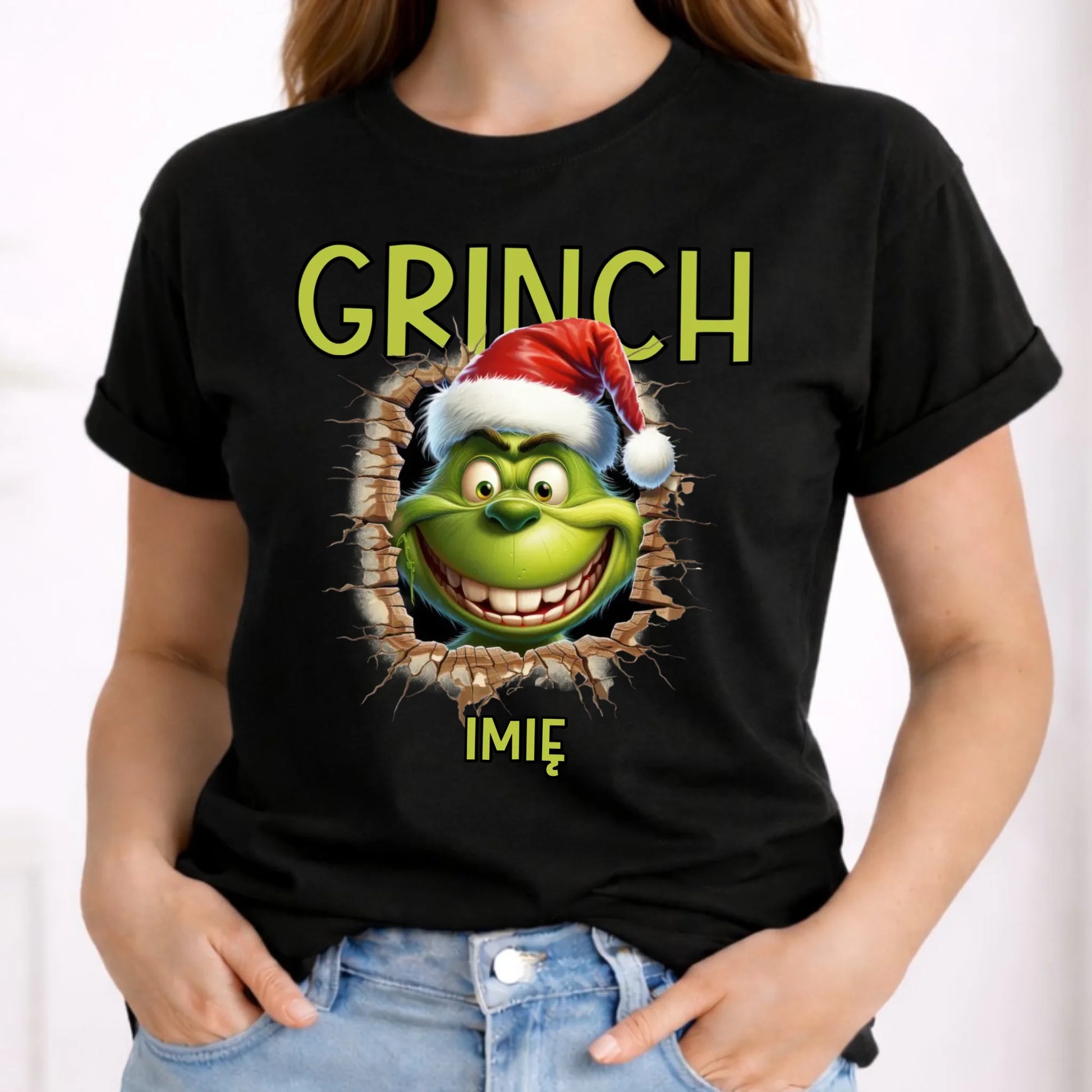 Koszulka damska świąteczna - Grinch - personalizowana BN112 - StoryCups.pl