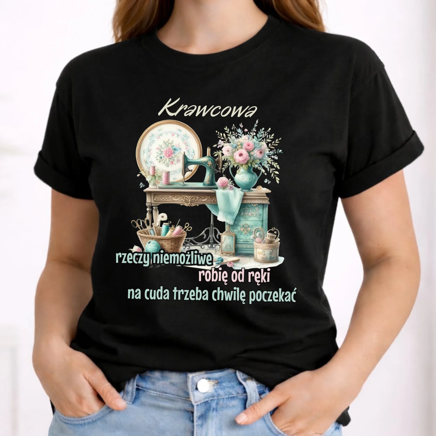Koszulka damska szyciowa dla krawcowej - Rzeczy niemożliwe HS35 - StoryCups.pl