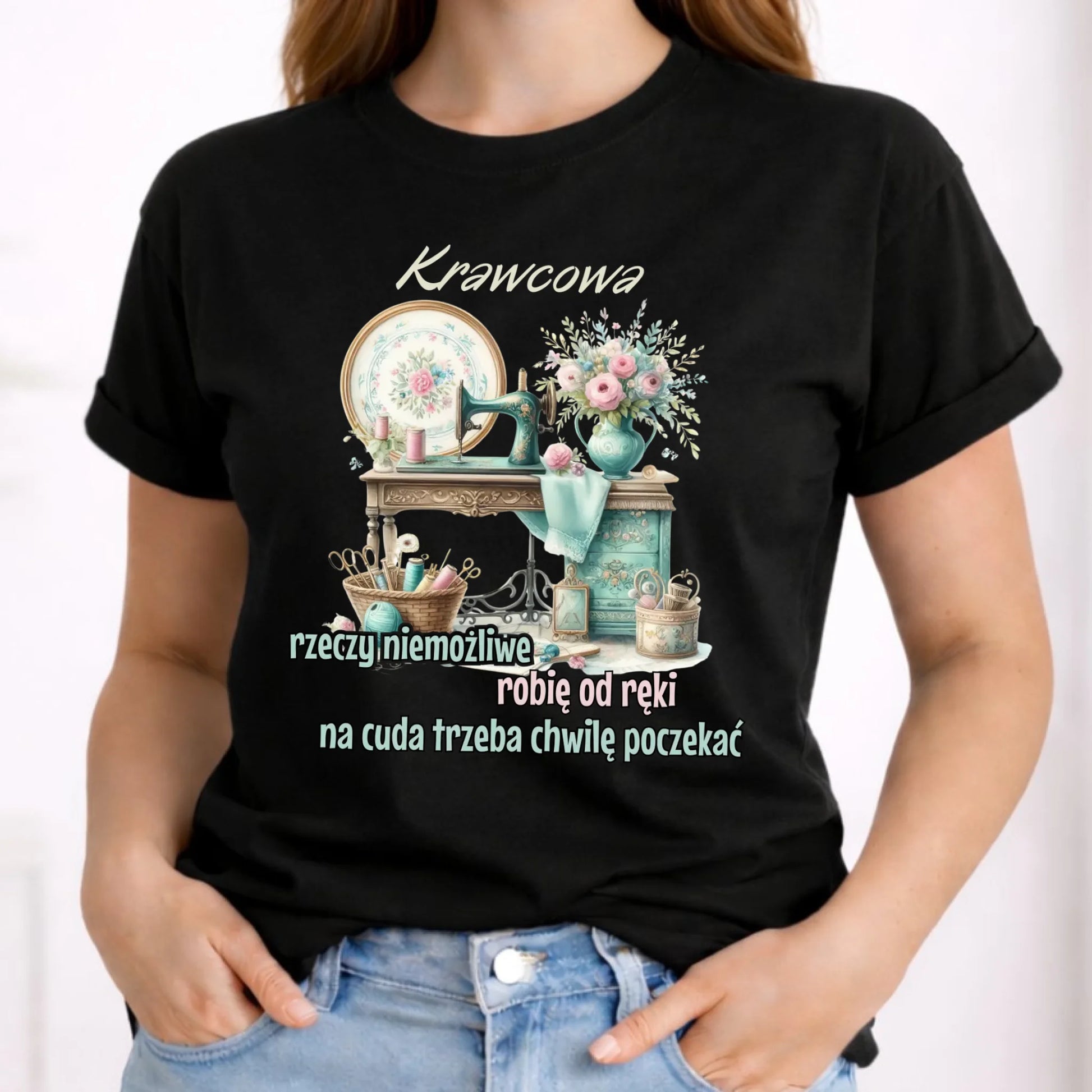 Koszulka damska szyciowa dla krawcowej - Rzeczy niemożliwe HS35 - StoryCups.pl