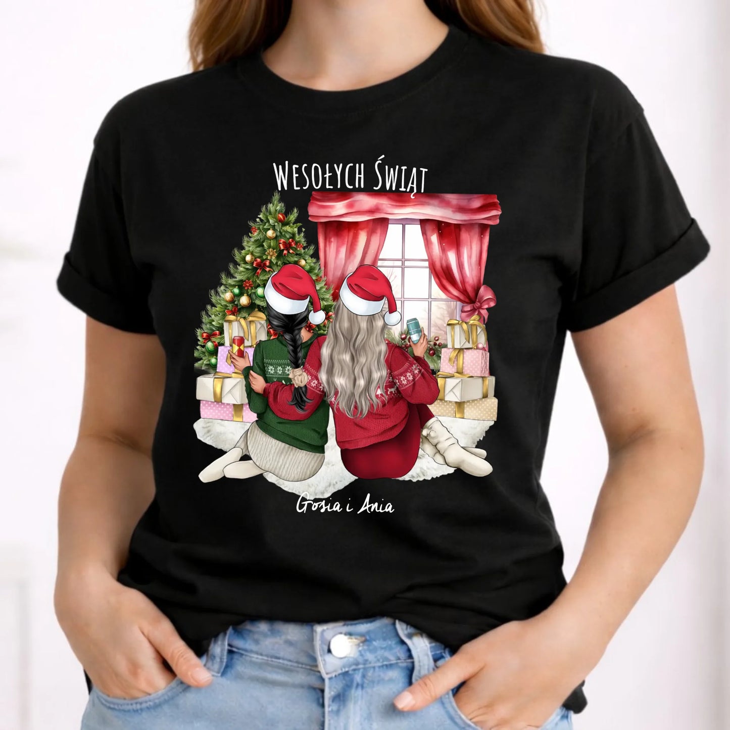 Koszulka damska świąteczna - prezent dla przyjaciółki - 2-4 przyjaciółek - personalizowana PR06 - StoryCups.pl