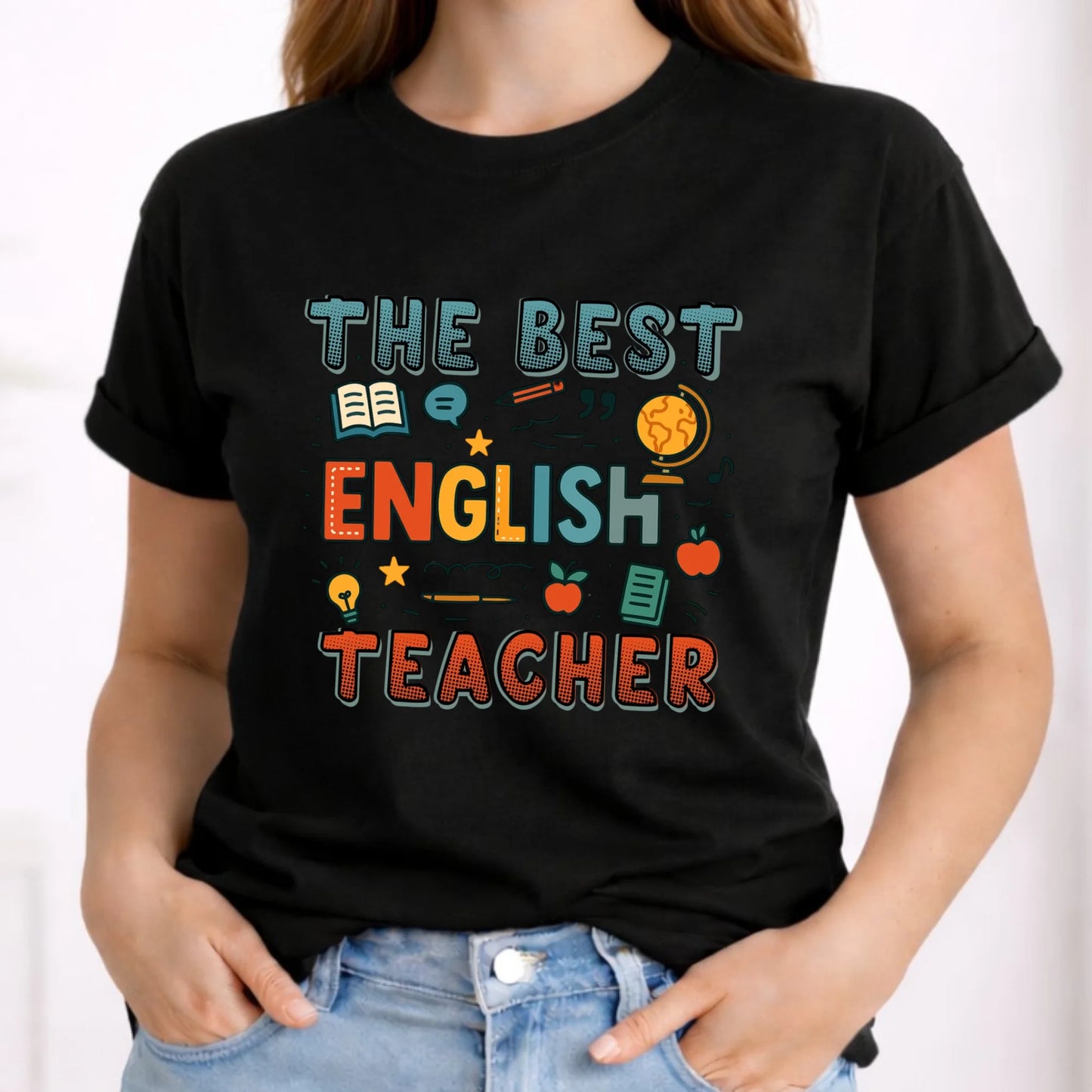 Koszulka damska dla nauczycielki angielskiego - The best english teacher N53 - StoryCups.pl