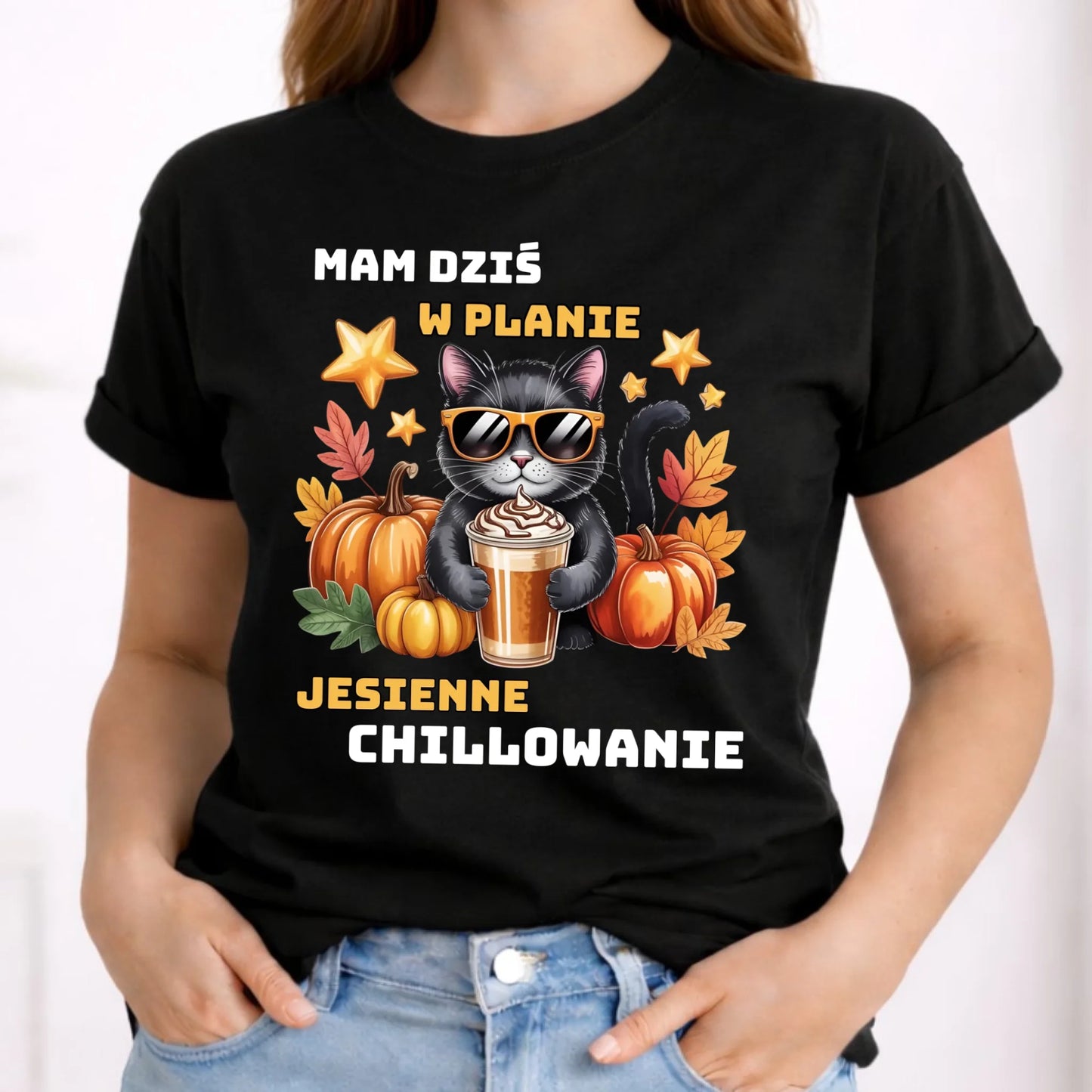 Koszulka damska jesienna - Mam dziś w planie jesienne chillowanie JS34 - StoryCups.pl