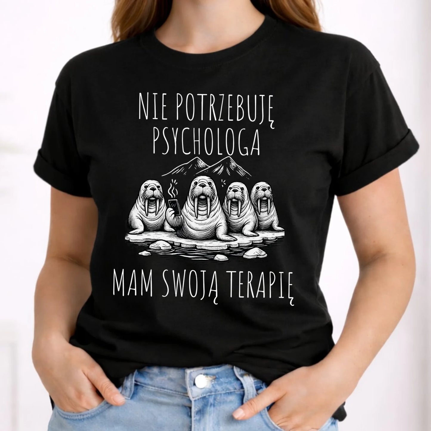 Koszulka damska - prezent dla morsa - Nie potrzebuję psychologa HM14 - StoryCups.pl