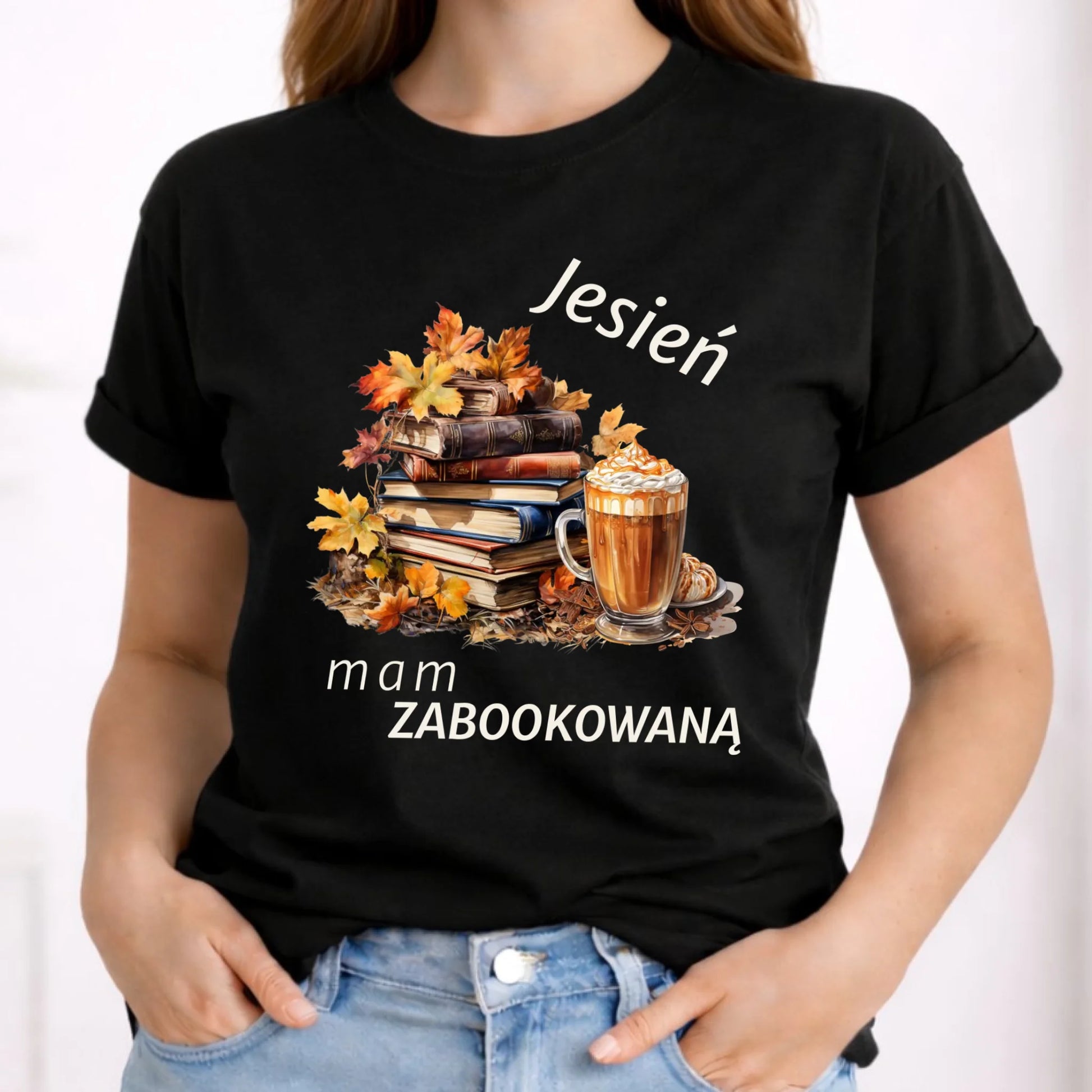 Koszulka damska jesienna - Jesień mam zabookowaną JS28 - StoryCups.pl