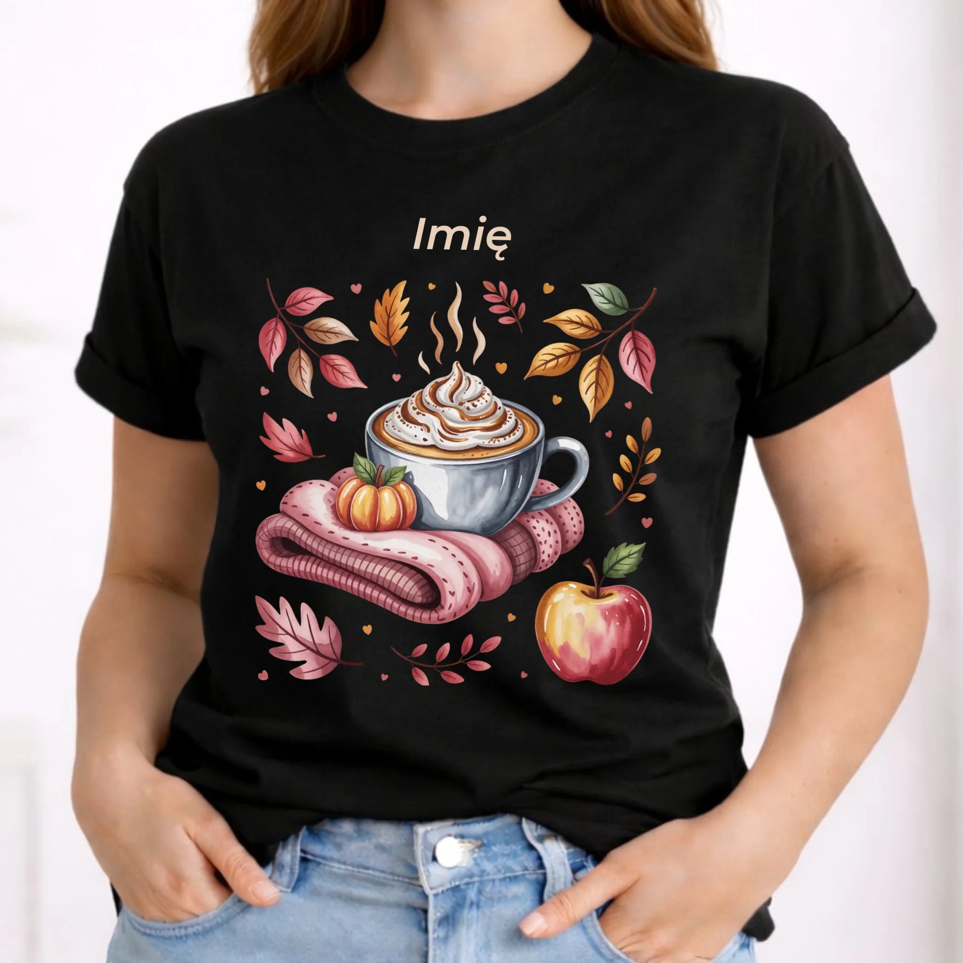 Koszulka damska jesienna - Przytulna jesień - personalizowana JS29 - StoryCups.pl
