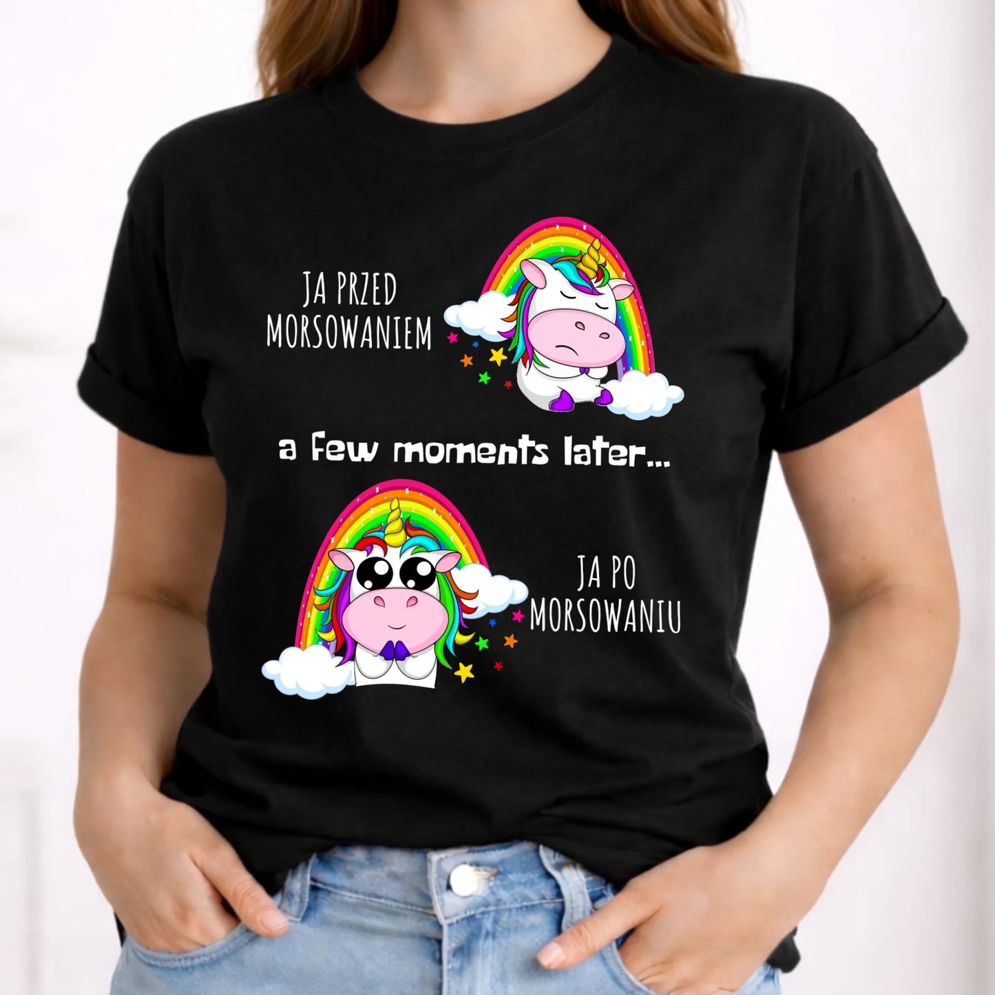 Koszulka damska - prezent dla morsa - Jednorożec - Ja po morsowaniu HM11 - StoryCups.pl