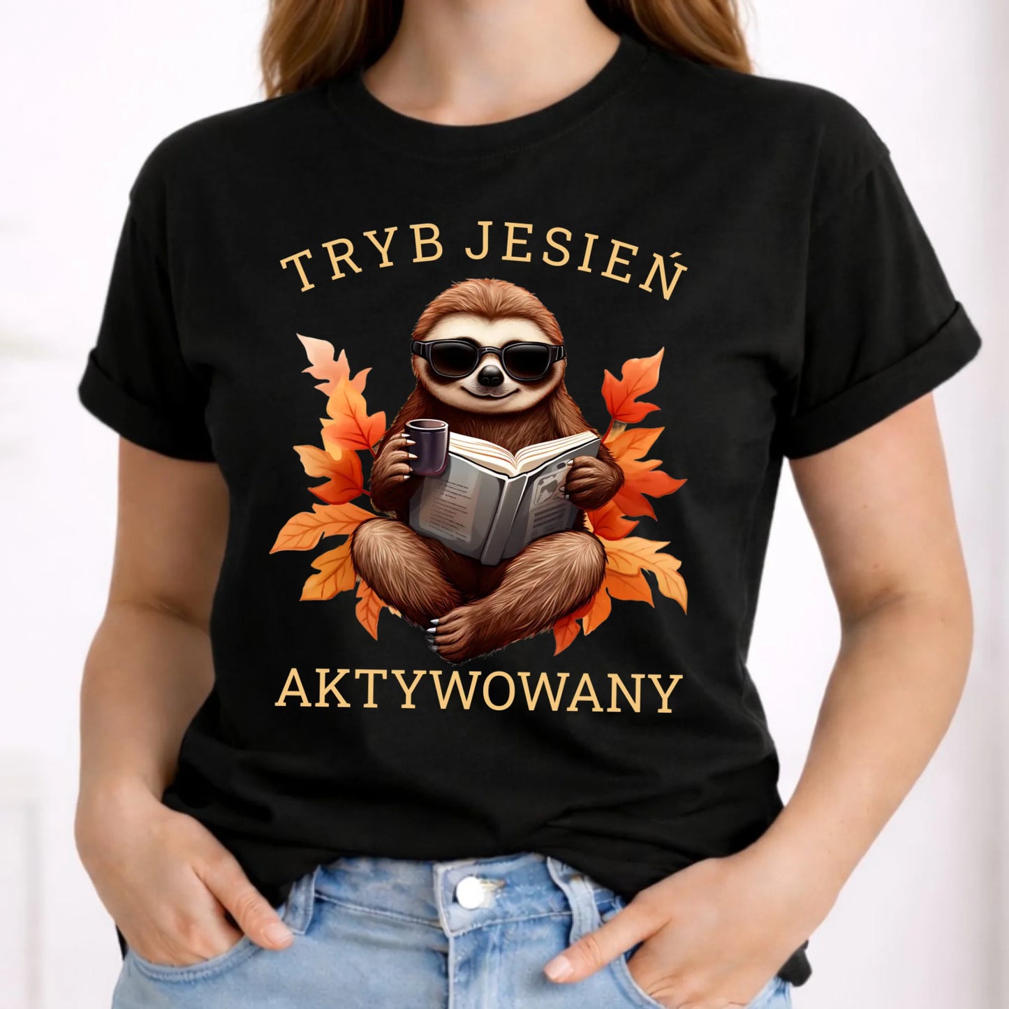 Koszulka damska jesienna - Leniwiec - Tryb jesień aktywowany JS23 - StoryCups.pl