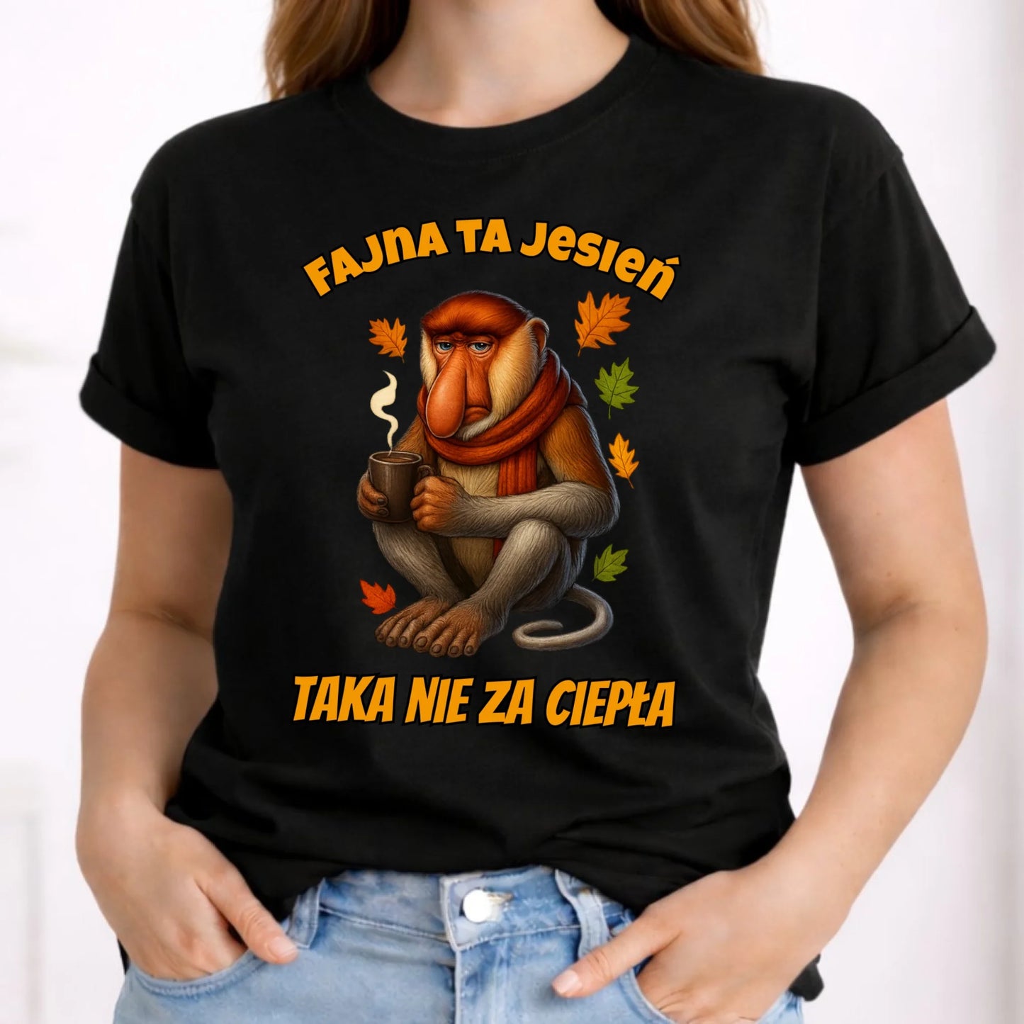 Koszulka damska jesienna - Janusz Nosacz - Fajna ta jesień, taka nie za ciepła JS21 - StoryCups.pl