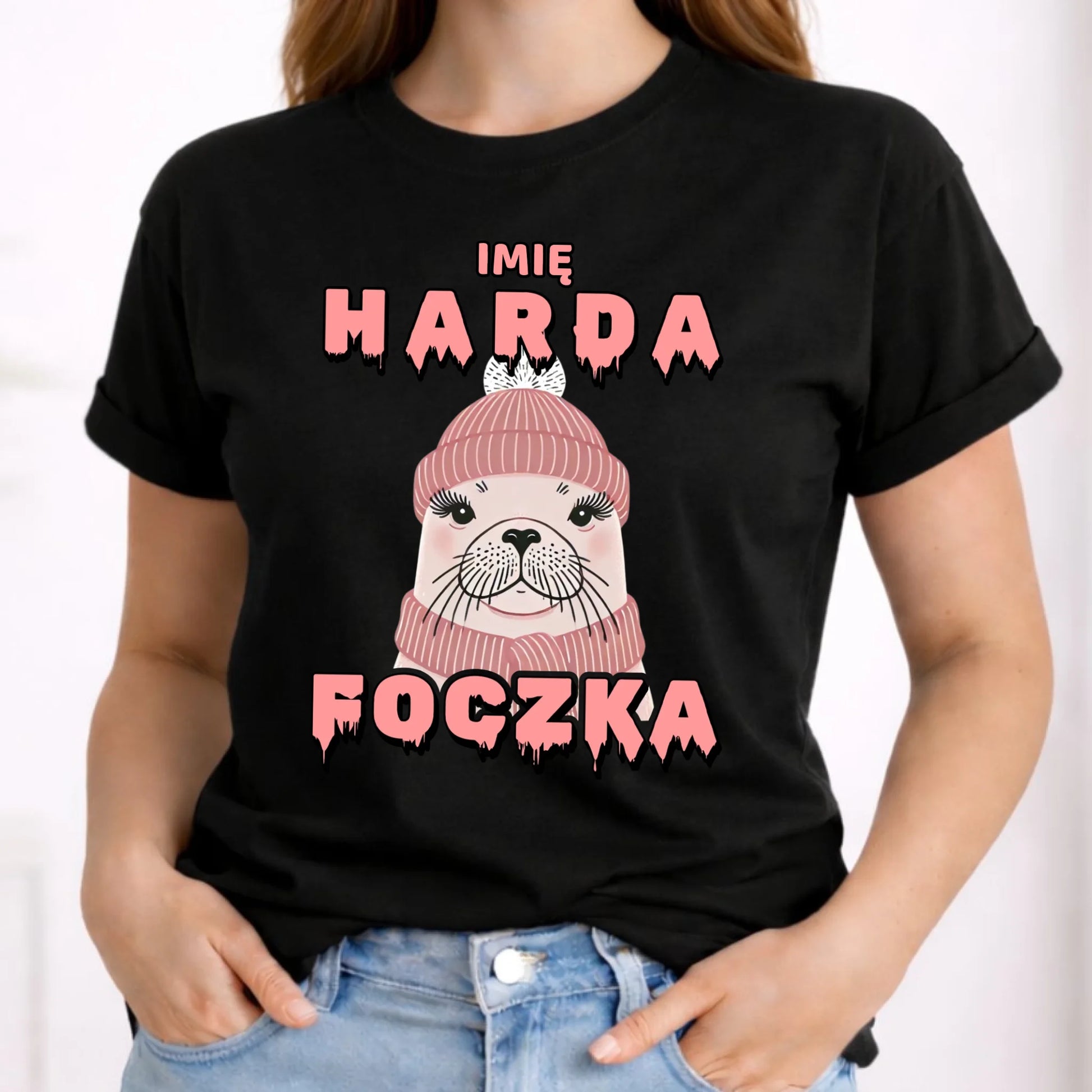 Koszulka damska - prezent dla morsa - Harda foczka - personalizowana HM05 - StoryCups.pl