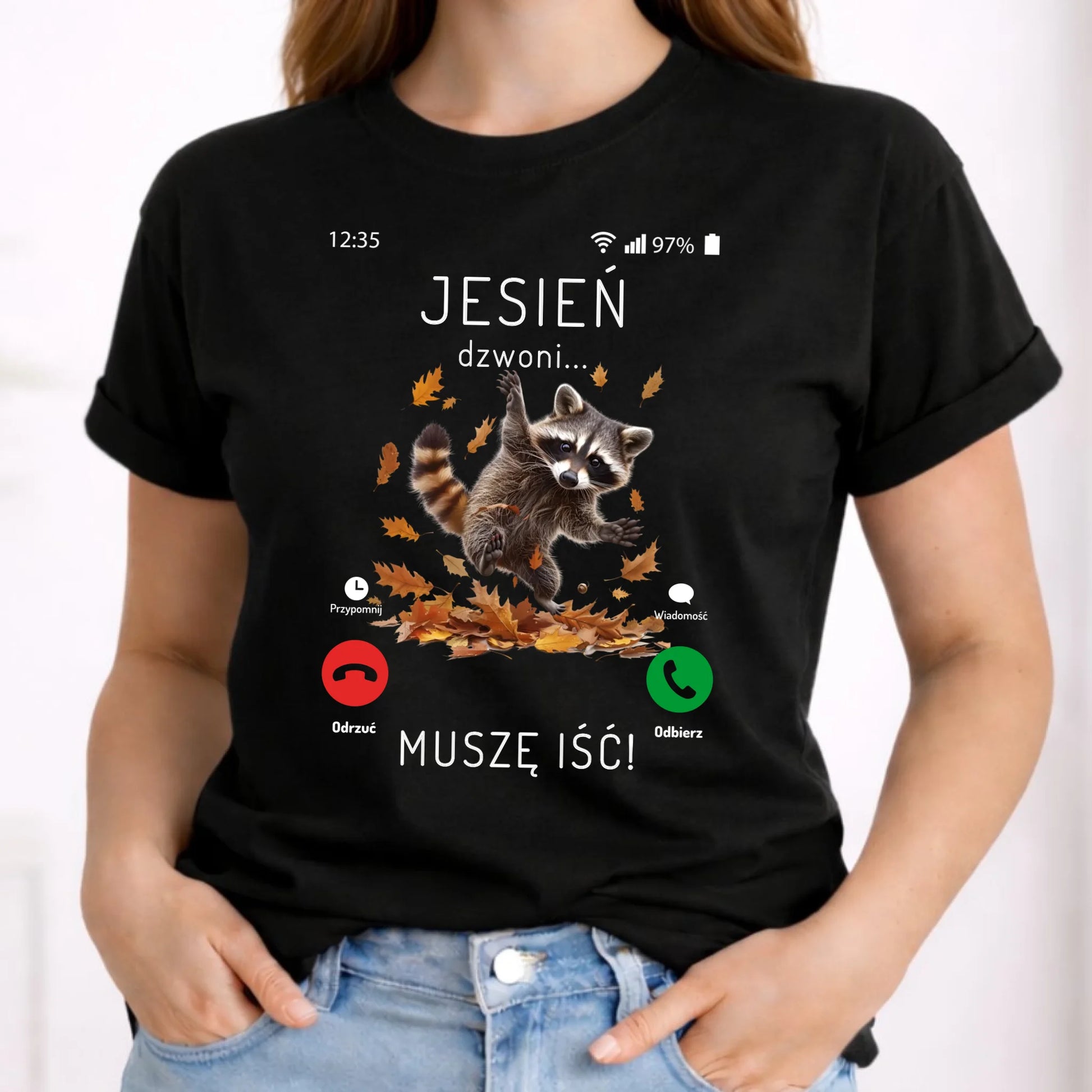 Koszulka damska jesienna - Jesień dzwoni muszę iść JS18 - StoryCups.pl