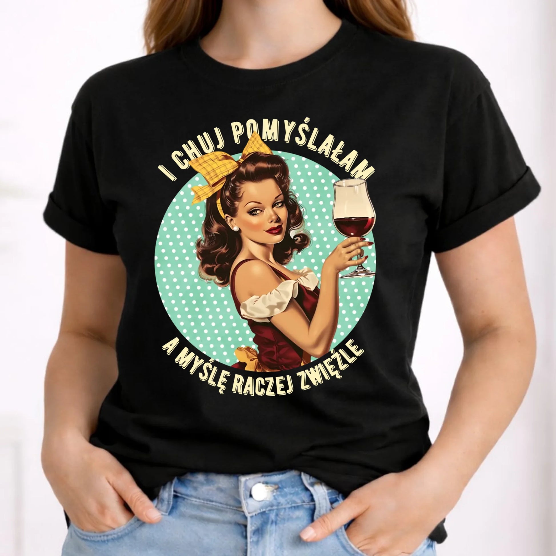 Koszulka damska retro - I ch*j pomyślałam, a myślę raczej zwięźle – bez cenzury DZ13 - StoryCups.pl