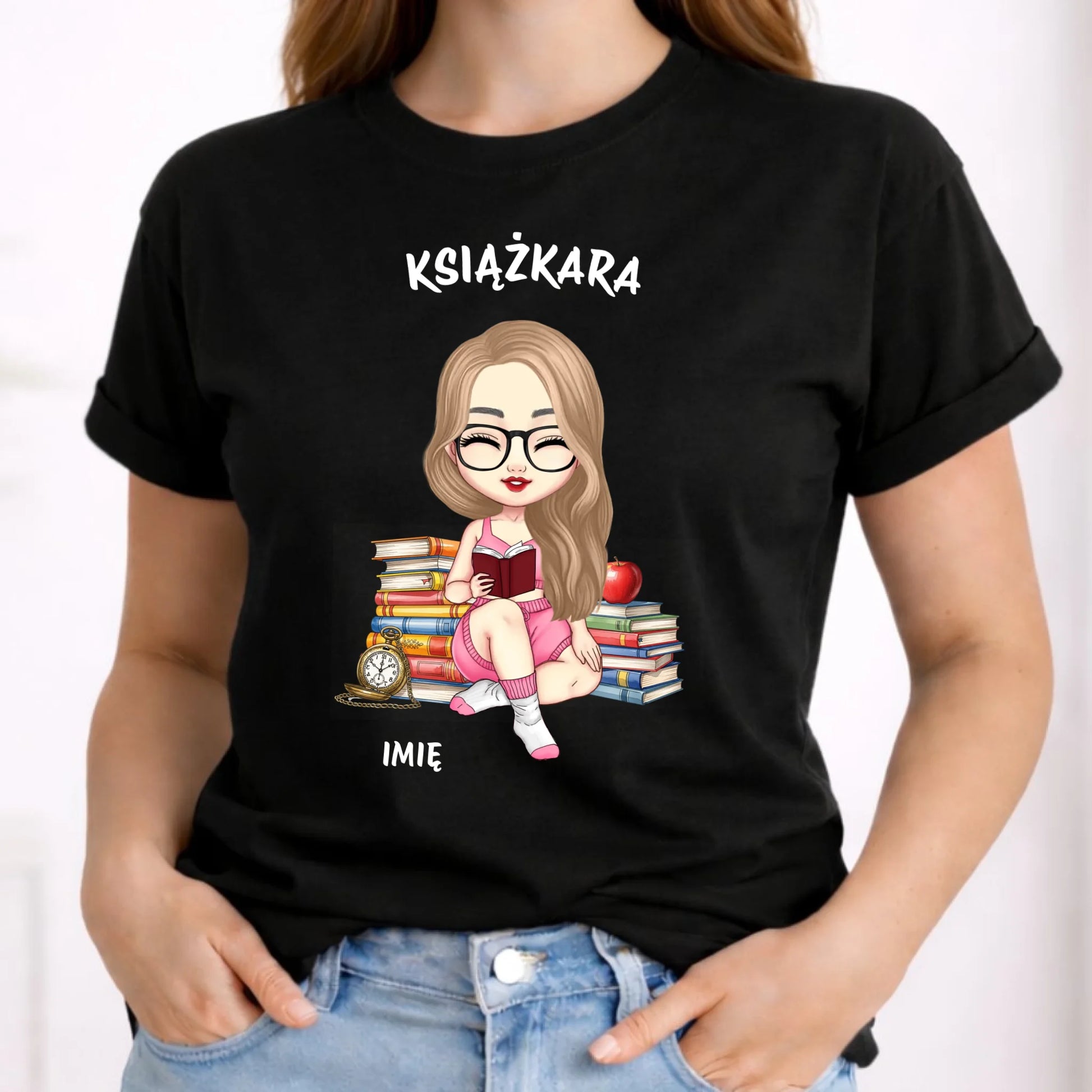 Koszulka damska - Książkara - Prezent dla miłośniczki czytania książek - personalizowana DZ04 - StoryCups.pl