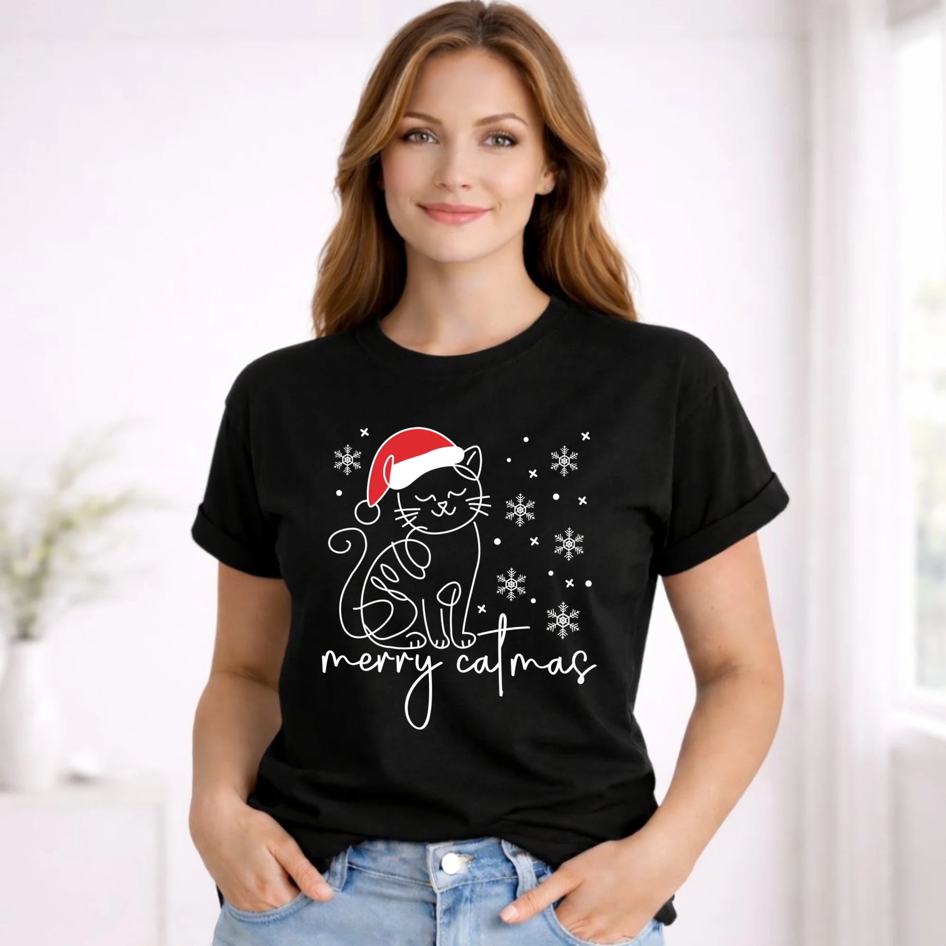 Koszulka damska świąteczna - prezent dla kociary - Merry catmas BN151 - StoryCups.pl