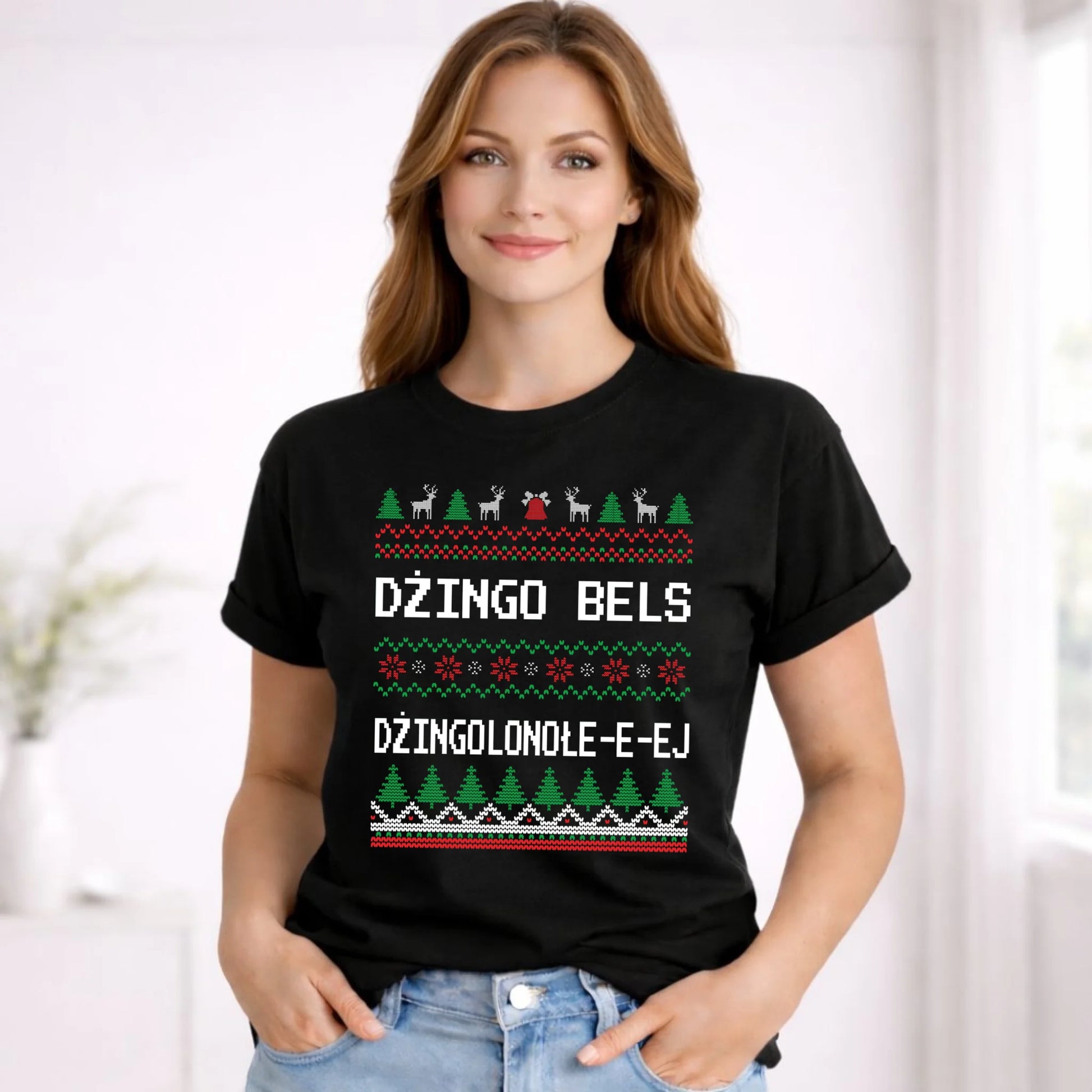 Koszulka damska świąteczna - prezent na Święta - Dżingo bels BN11 - StoryCups.pl