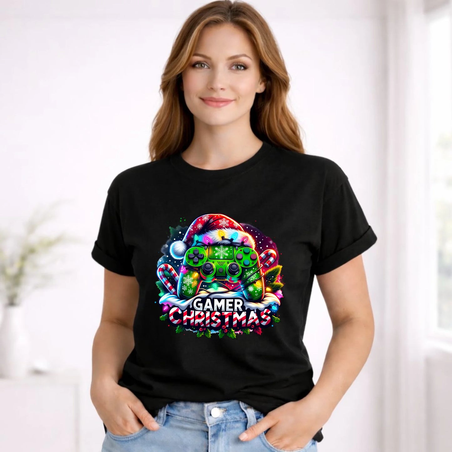 Koszulka damska świąteczna - prezent dla gracza - Christmas gamer BN22 - StoryCups.pl