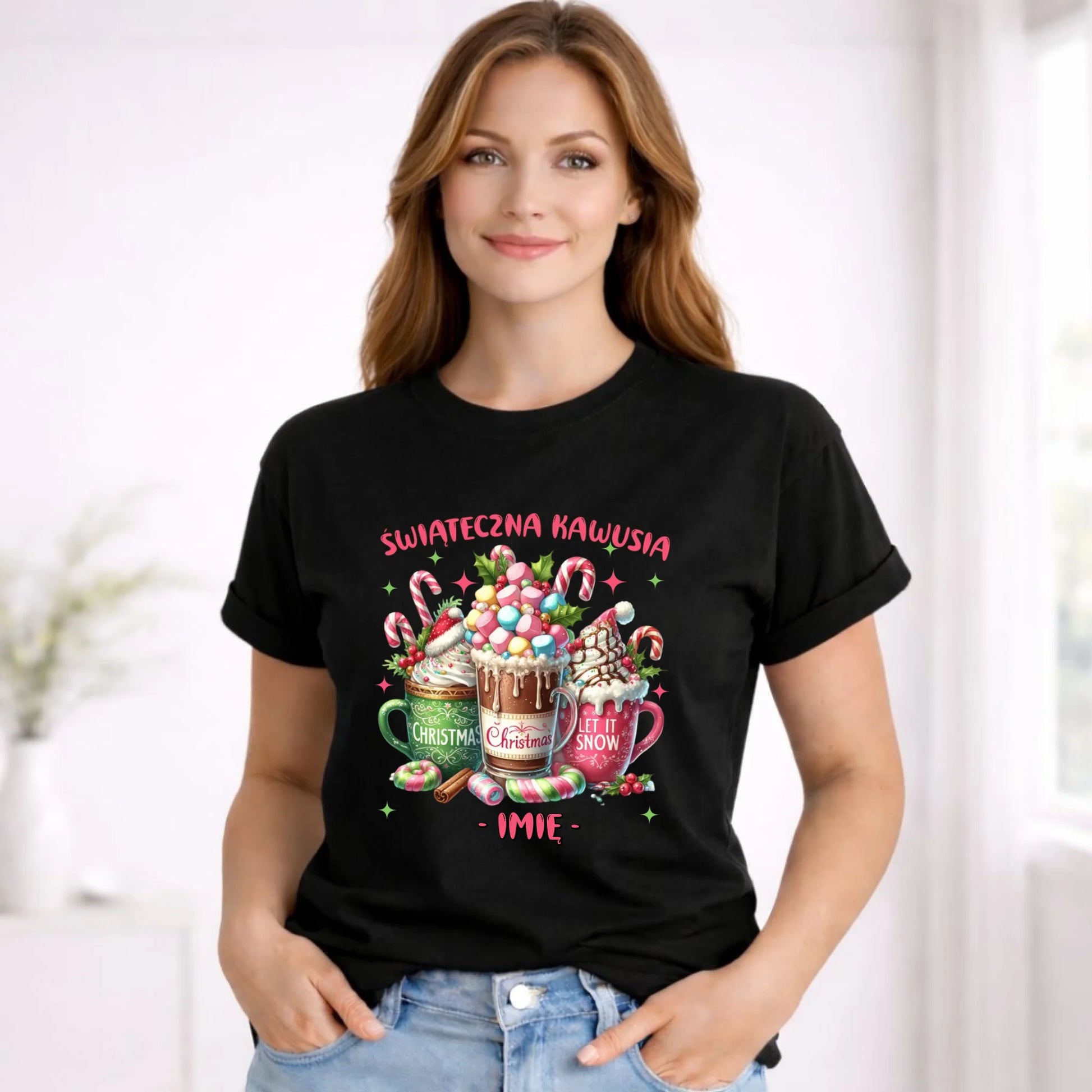 Koszulka damska świąteczna - Świąteczna kawusia - personalizowana BN29 - StoryCups.pl