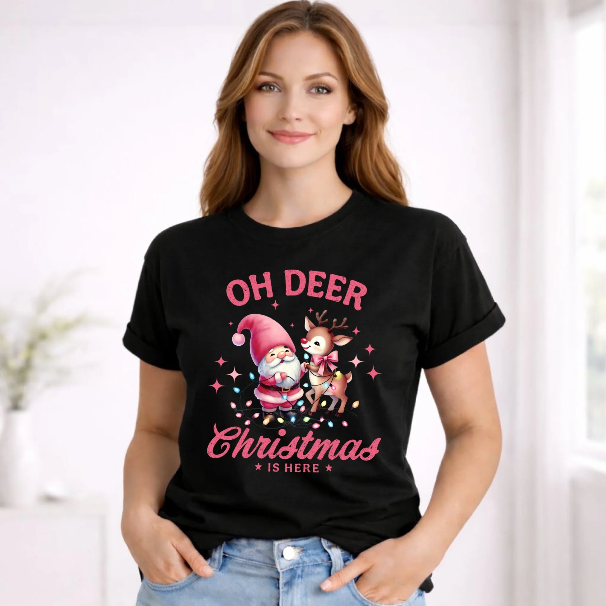 Koszulka damska świąteczna - Oh deer Christmas is here BN59 - StoryCups.pl