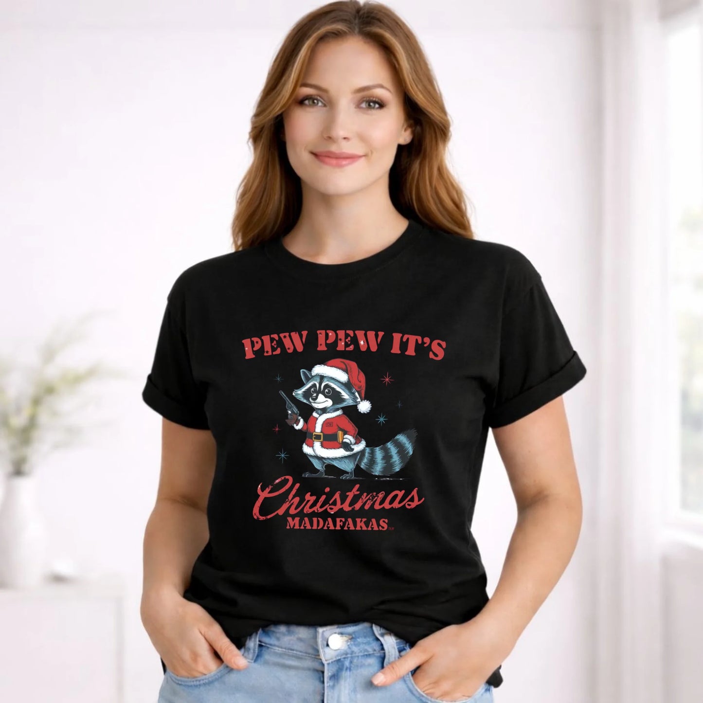 Koszulka damska świąteczna - Pew pew it's Christmas BN60 - StoryCups.pl