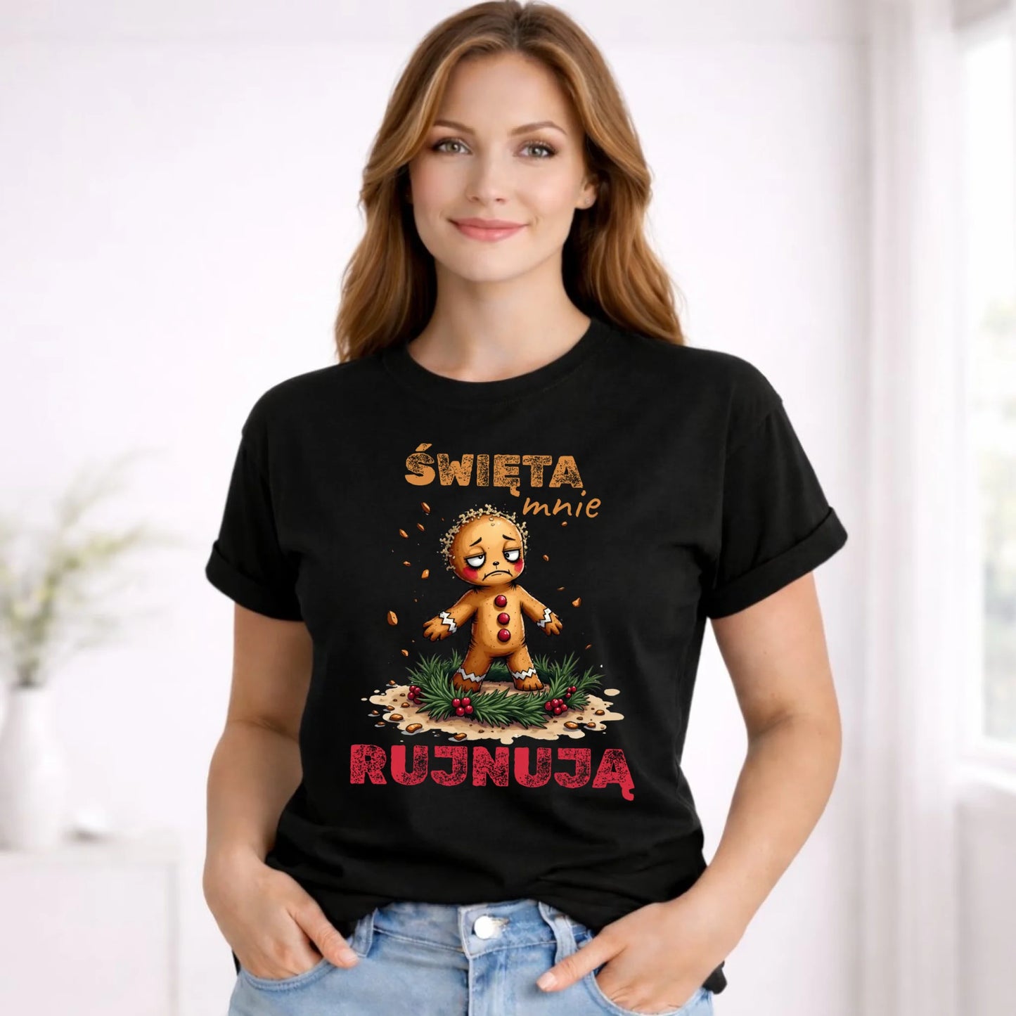 Koszulka damska świąteczna - Piernik Święta mnie rujnują BN143 - StoryCups.pl