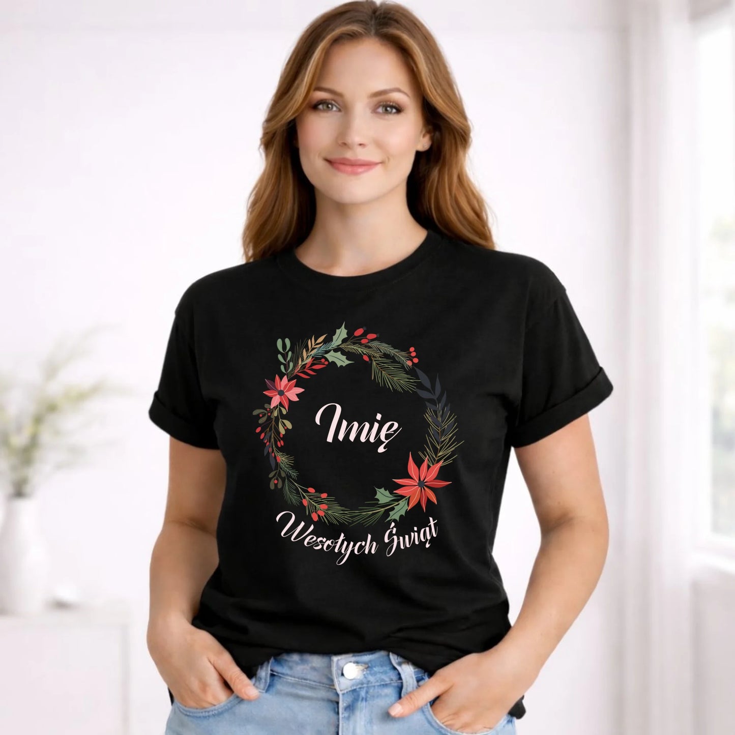 Koszulka damska świąteczna - Wesołych Świąt - personalizowana BN19 - StoryCups.pl