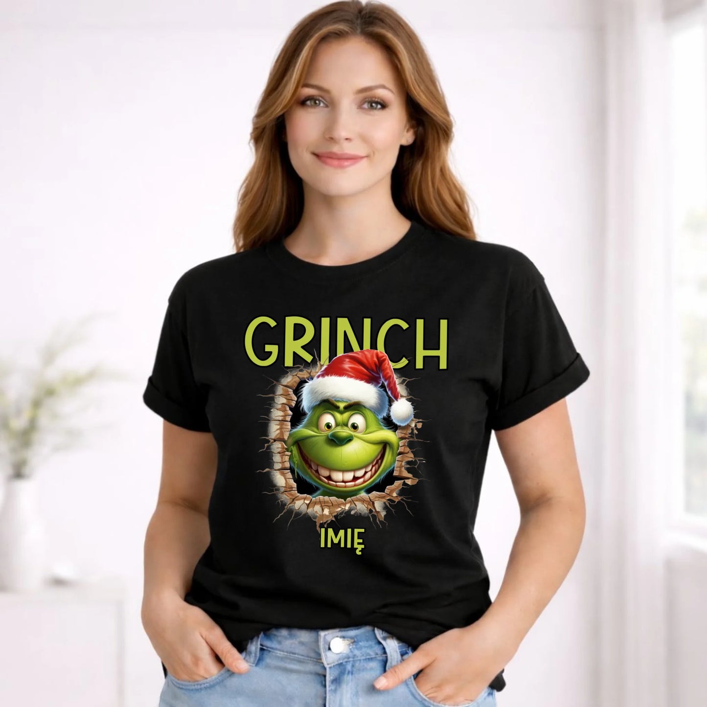 Koszulka damska świąteczna - Grinch - personalizowana BN112 - StoryCups.pl