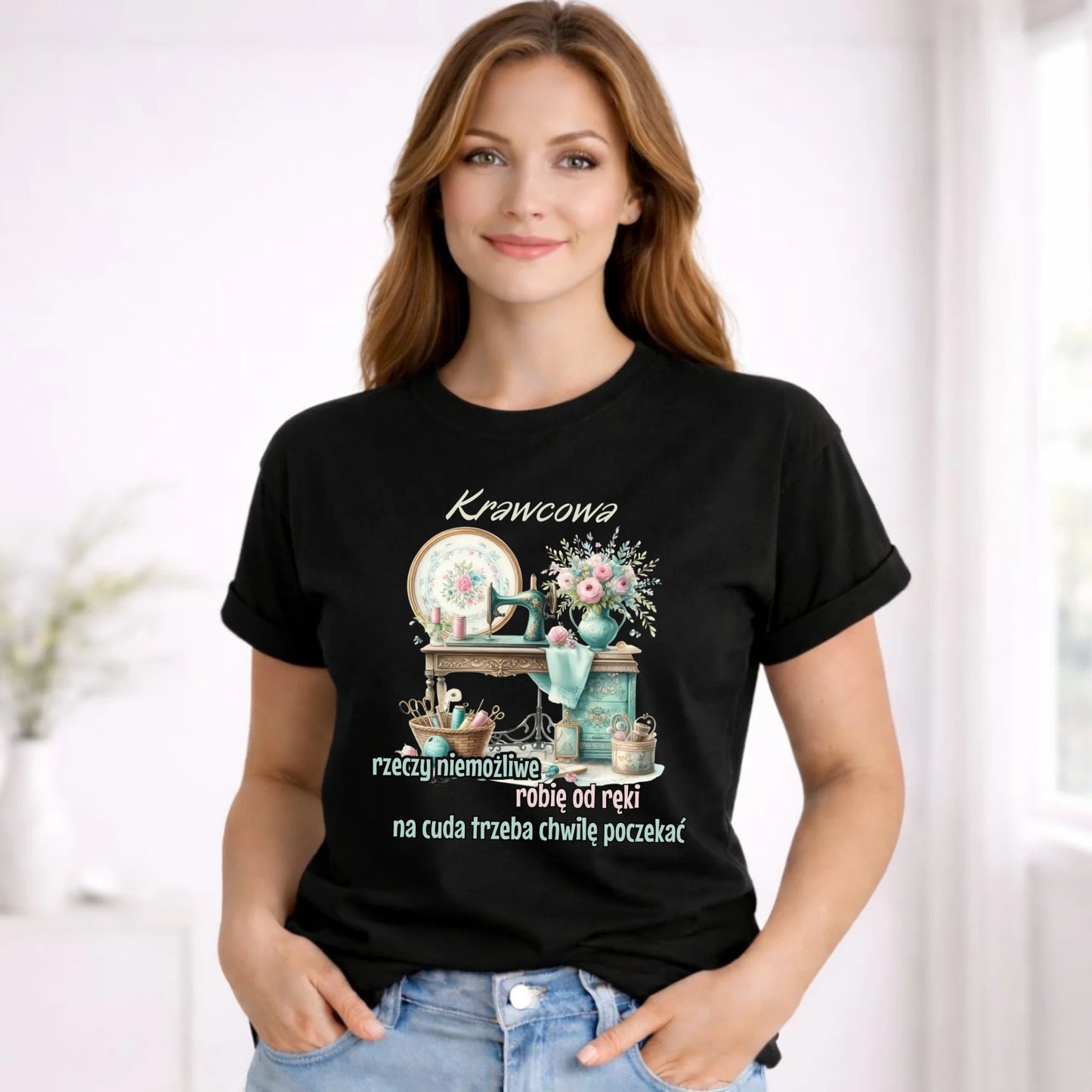 Koszulka damska szyciowa dla krawcowej - Rzeczy niemożliwe HS35 - StoryCups.pl