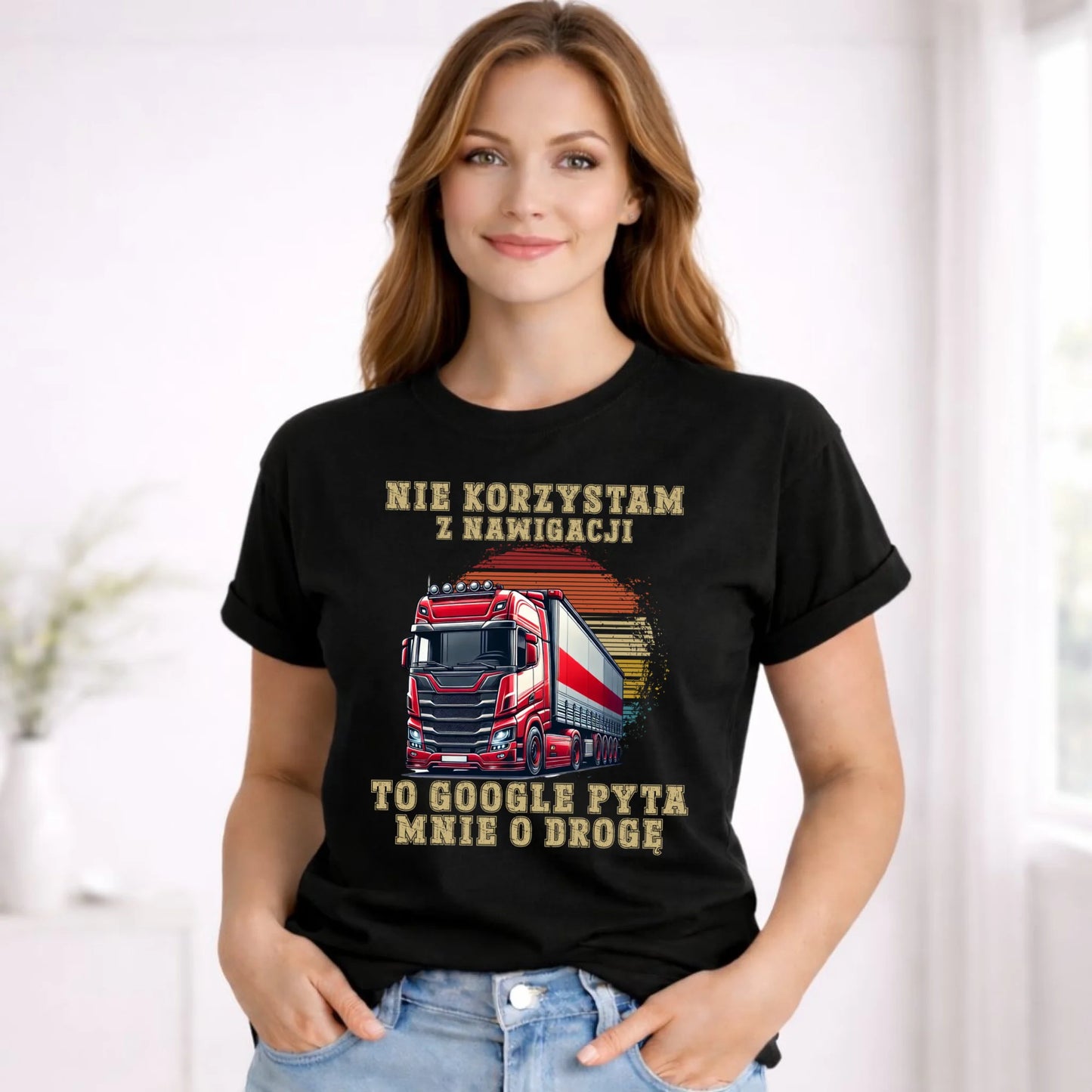 Koszulka damska - kierowca ciężarówki - Google pyta mnie o drogę ZKT10 - StoryCups.pl