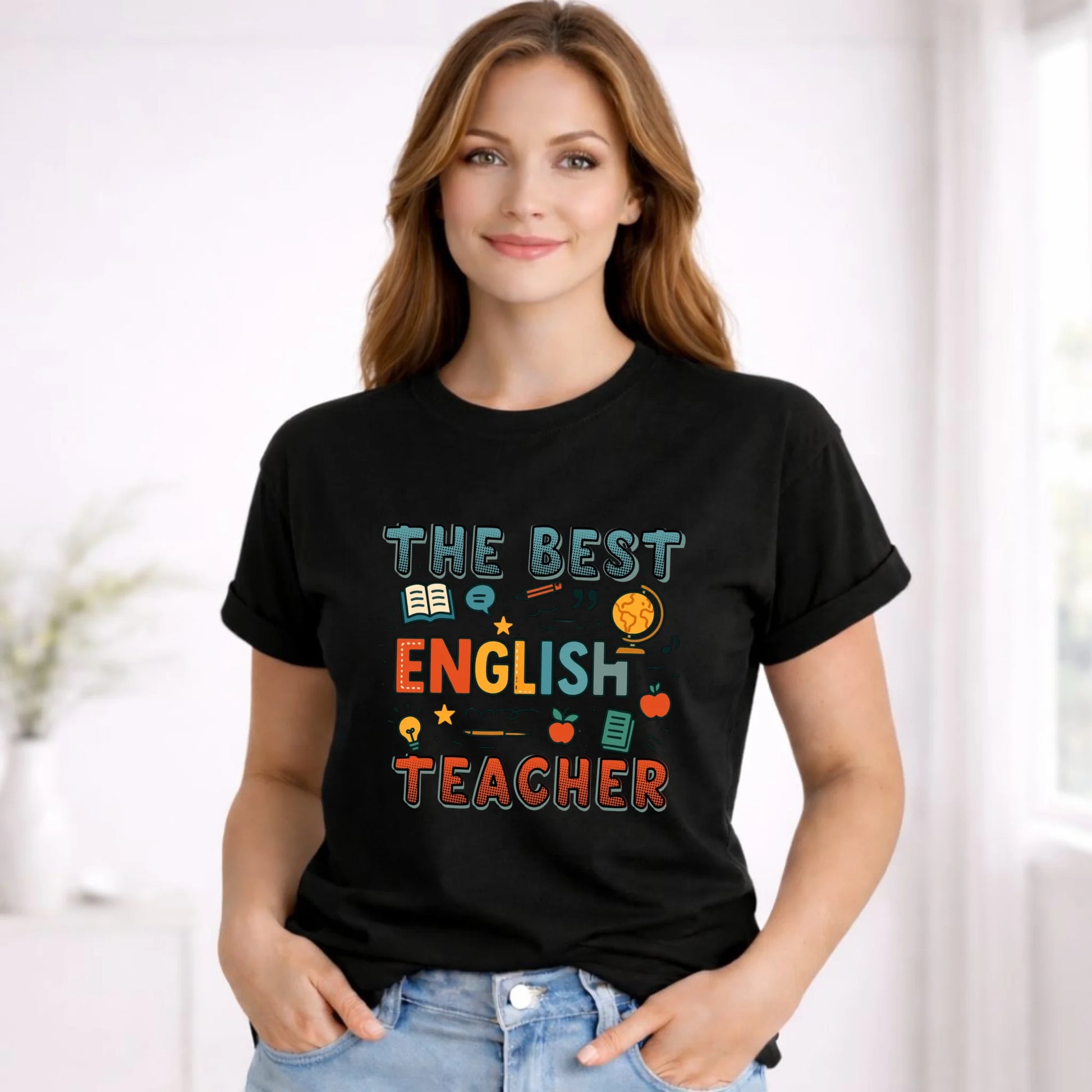 Koszulka damska dla nauczycielki angielskiego - The best english teacher N53 - StoryCups.pl