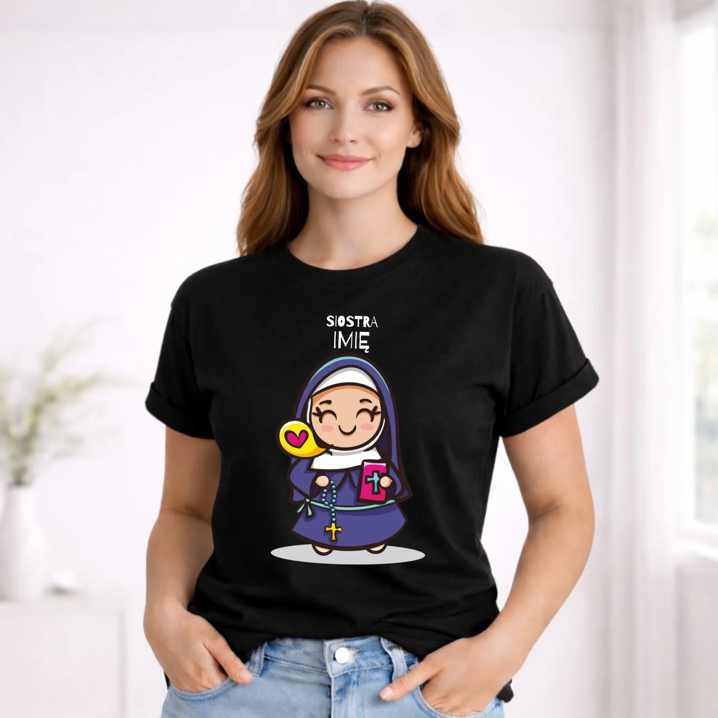 Koszulka damska dla siostry zakonnej - personalizowana N30 - StoryCups.pl