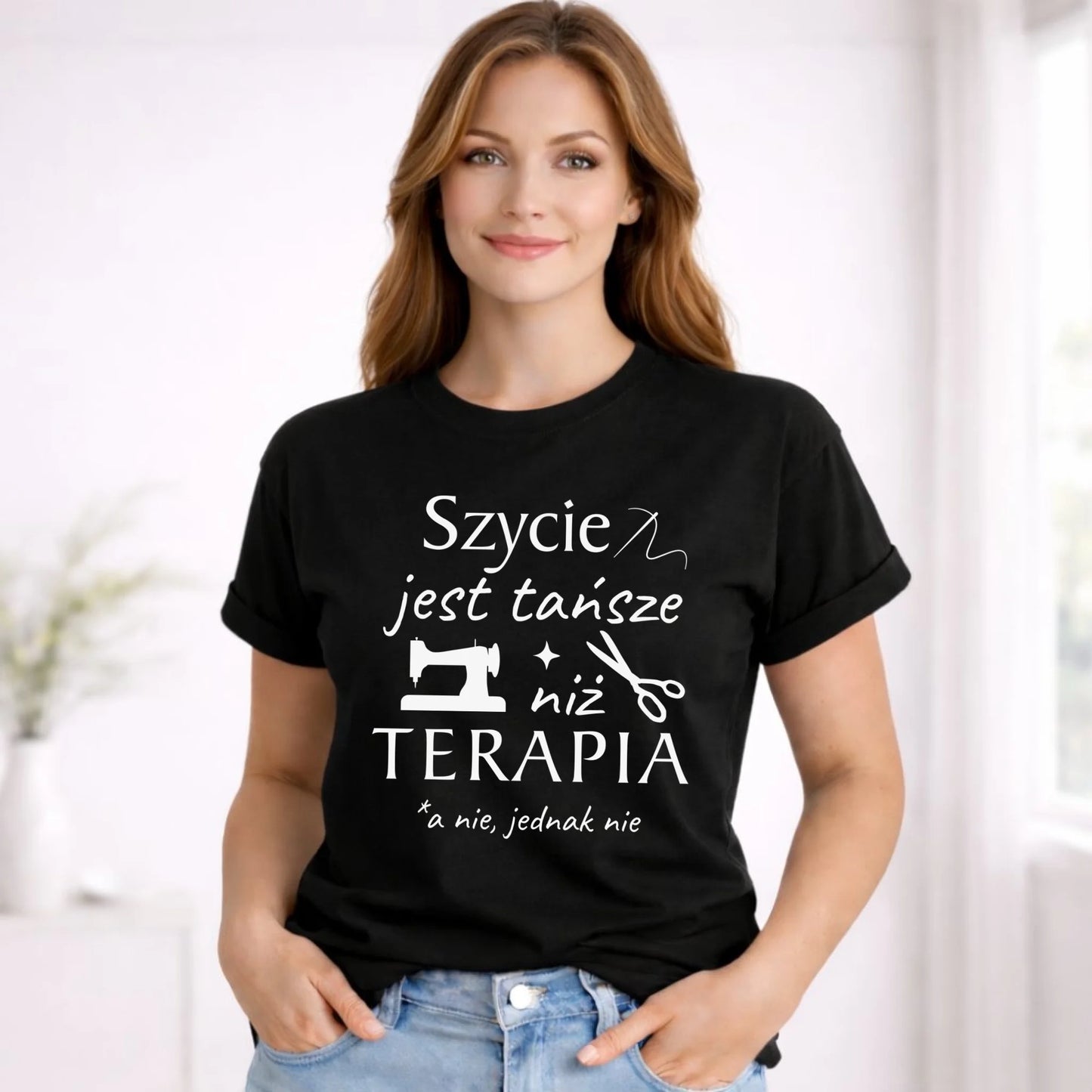 Koszulka damska szyciowa dla krawcowej - Szycie tańsze niż terapia HS04