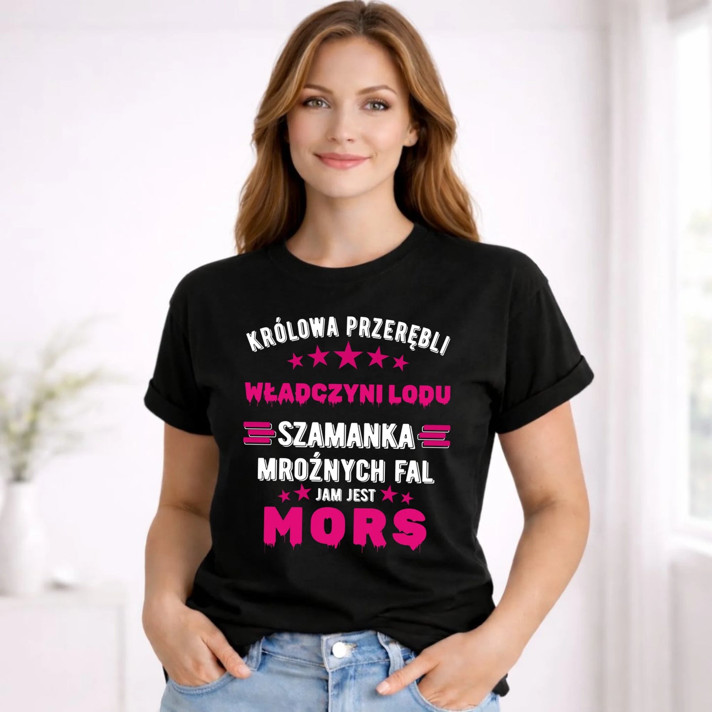 Koszulka damska - prezent dla morsa - Królowa przerębli Jam jest mors HM17 - StoryCups.pl