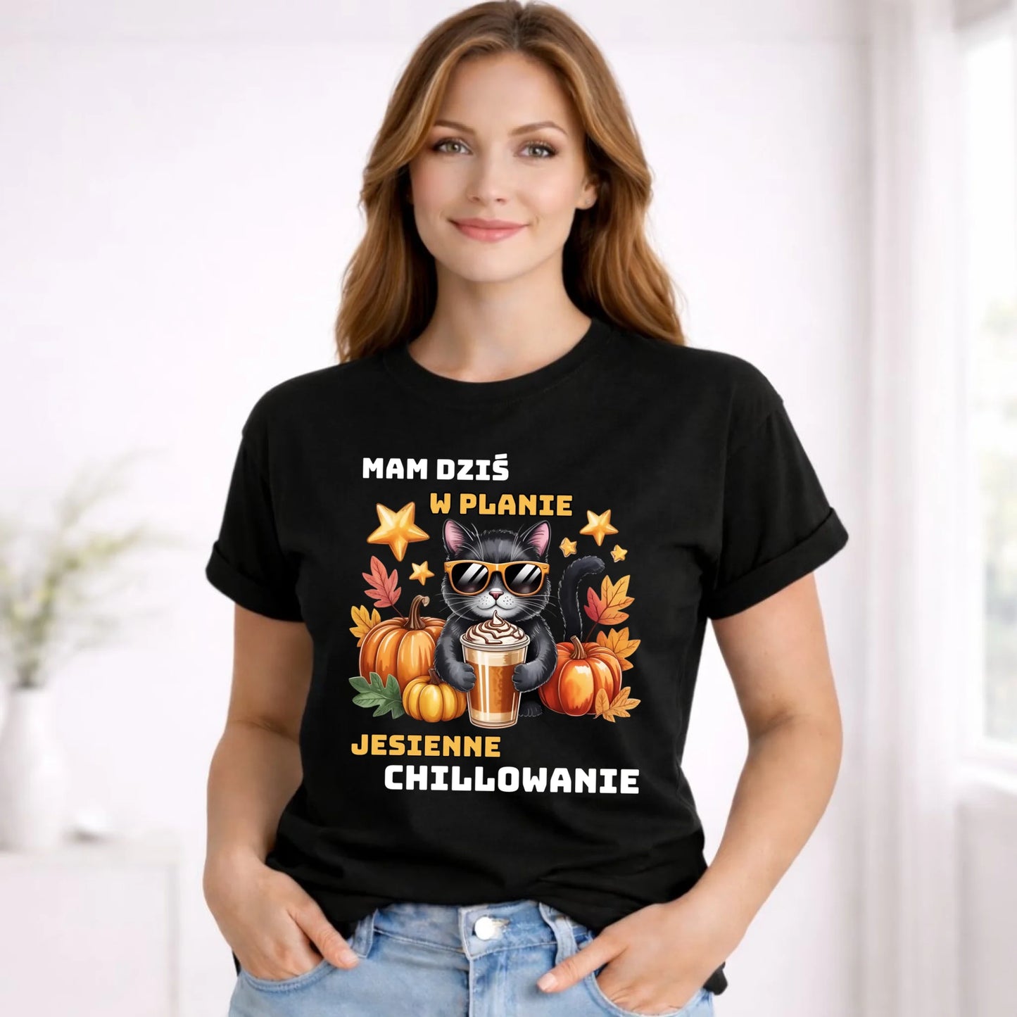 Koszulka damska jesienna - Mam dziś w planie jesienne chillowanie JS34 - StoryCups.pl