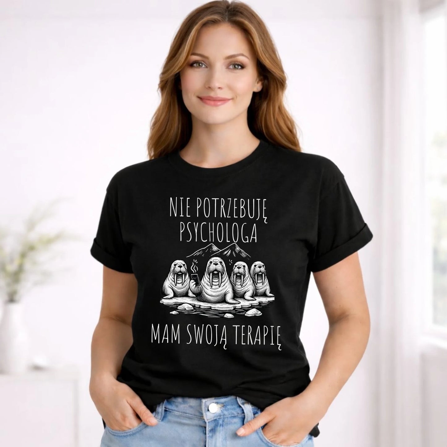 Koszulka damska - prezent dla morsa - Nie potrzebuję psychologa HM14 - StoryCups.pl