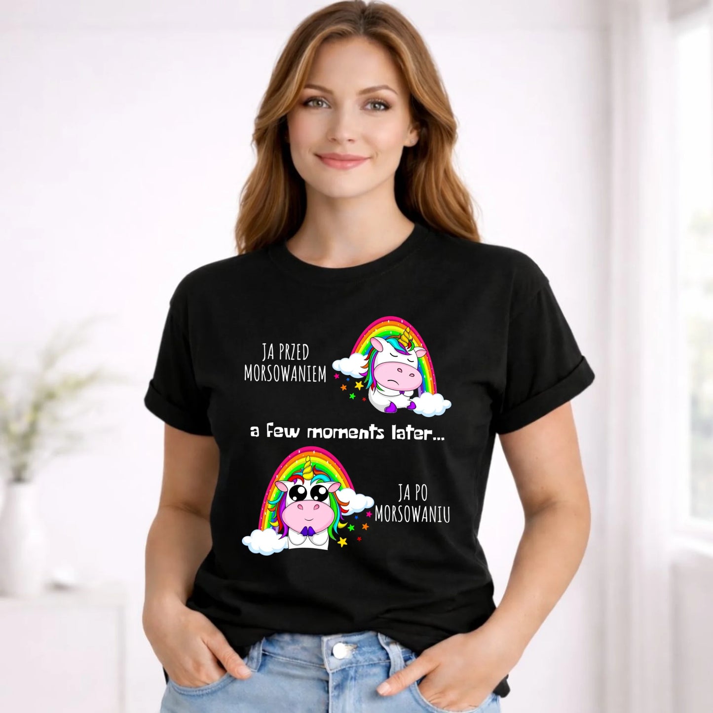 Koszulka damska - prezent dla morsa - Jednorożec - Ja po morsowaniu HM11 - StoryCups.pl