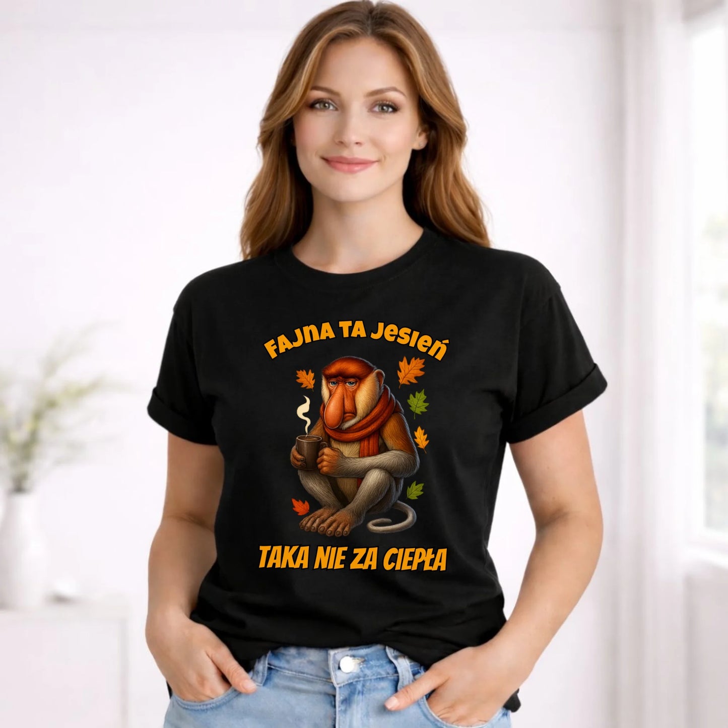 Koszulka damska jesienna - Janusz Nosacz - Fajna ta jesień, taka nie za ciepła JS21 - StoryCups.pl