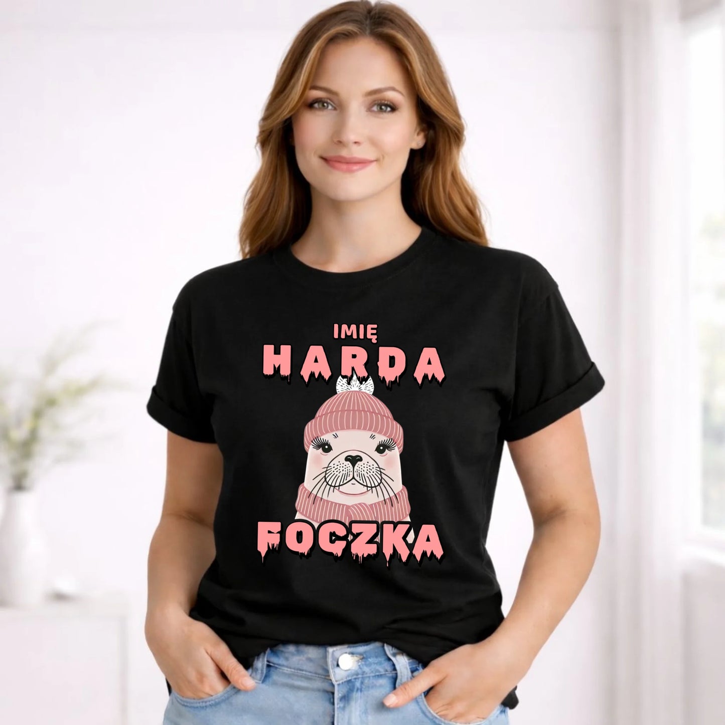 Koszulka damska - prezent dla morsa - Harda foczka - personalizowana HM05 - StoryCups.pl