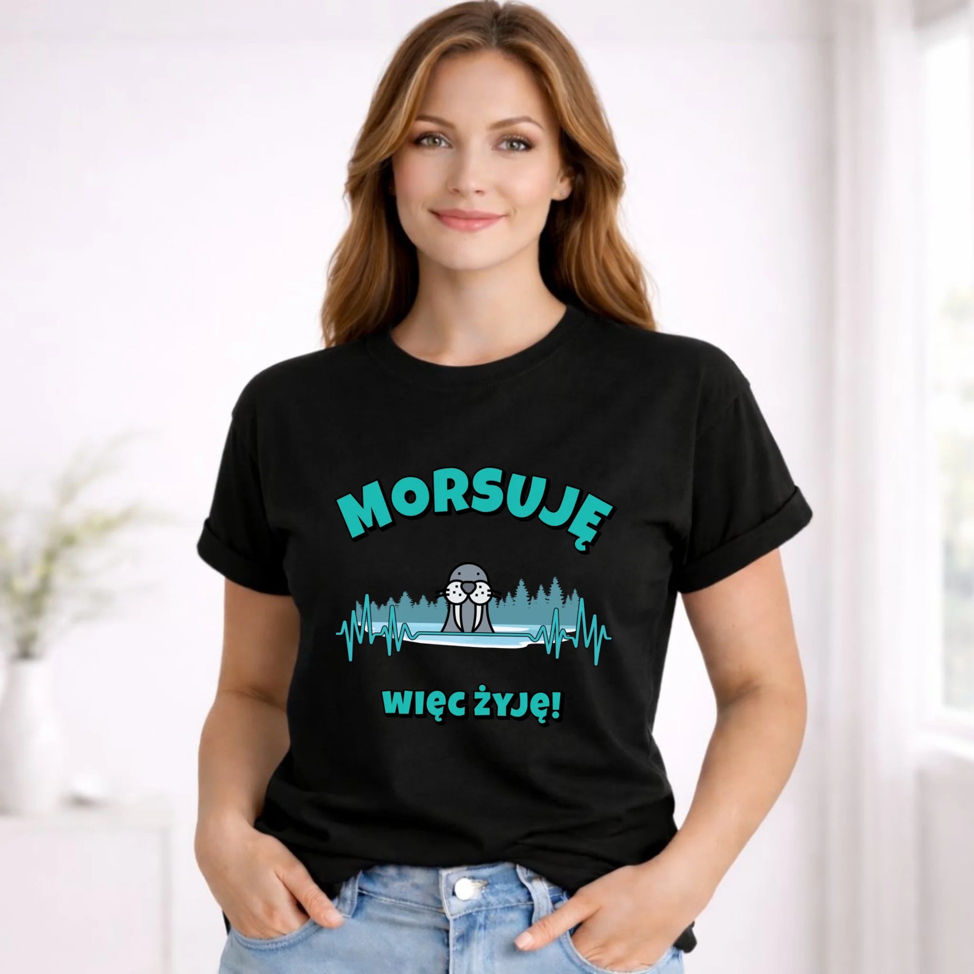 Koszulka damska - prezent dla morsa - Morsuję więc żyję - Mors HM02 - StoryCups.pl