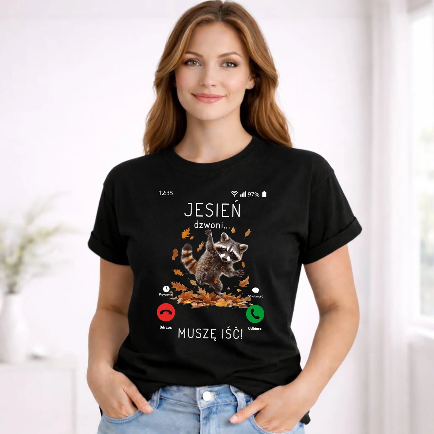 Koszulka damska jesienna - Jesień dzwoni muszę iść JS18 - StoryCups.pl
