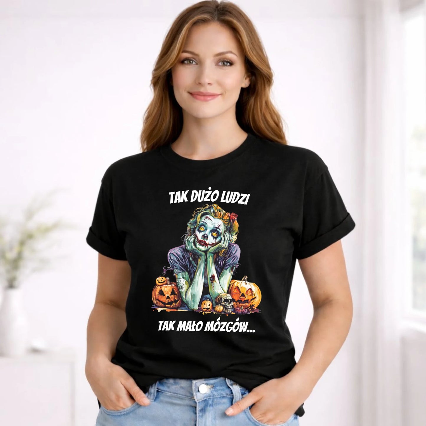 Koszulka damska na Halloween - Zombie - Tak mało mózgów HL31 - StoryCups.pl