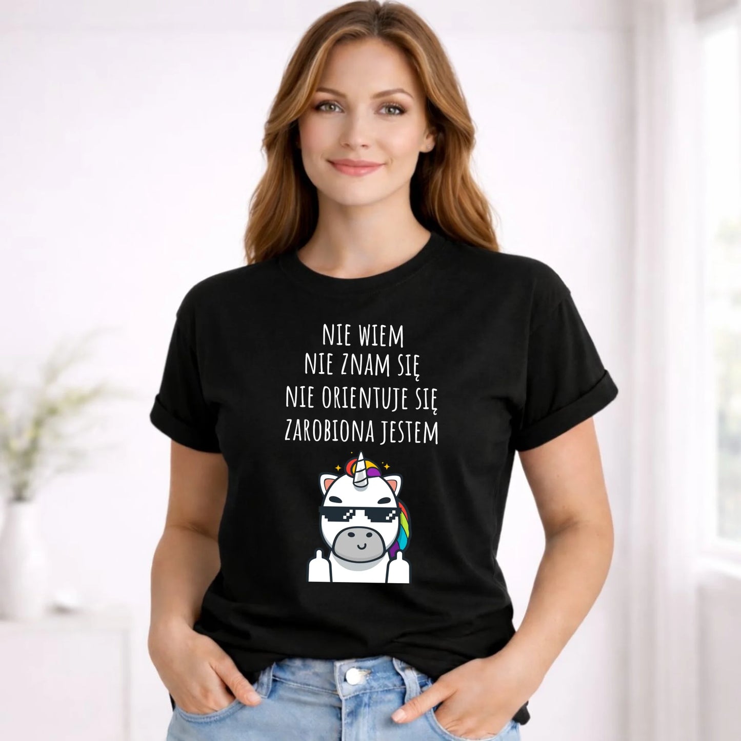 Koszulka damska - Nie wiem, nie znam się, zarobiona jestem DZ05 - StoryCups.pl
