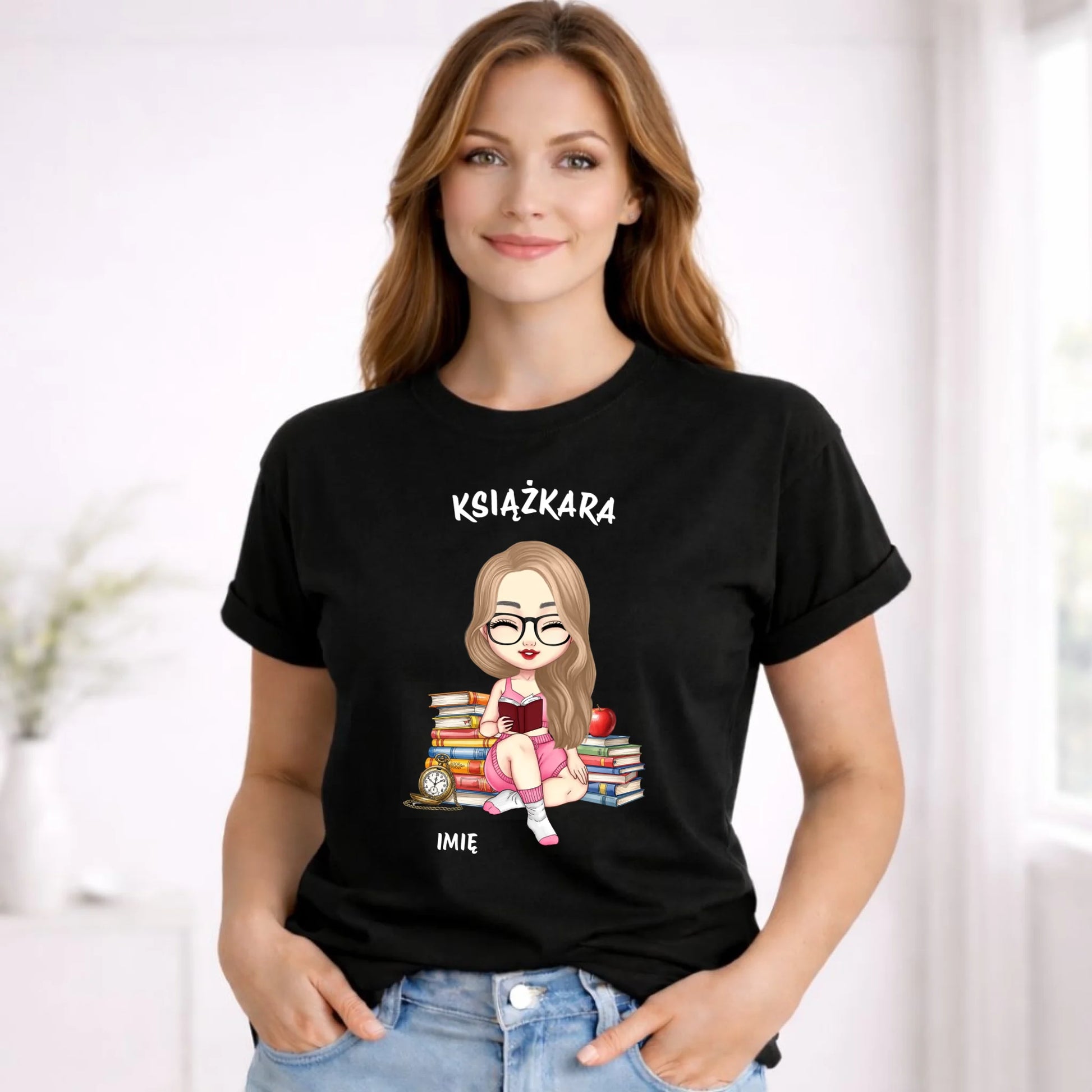 Koszulka damska - Książkara - Prezent dla miłośniczki czytania książek - personalizowana DZ04 - StoryCups.pl