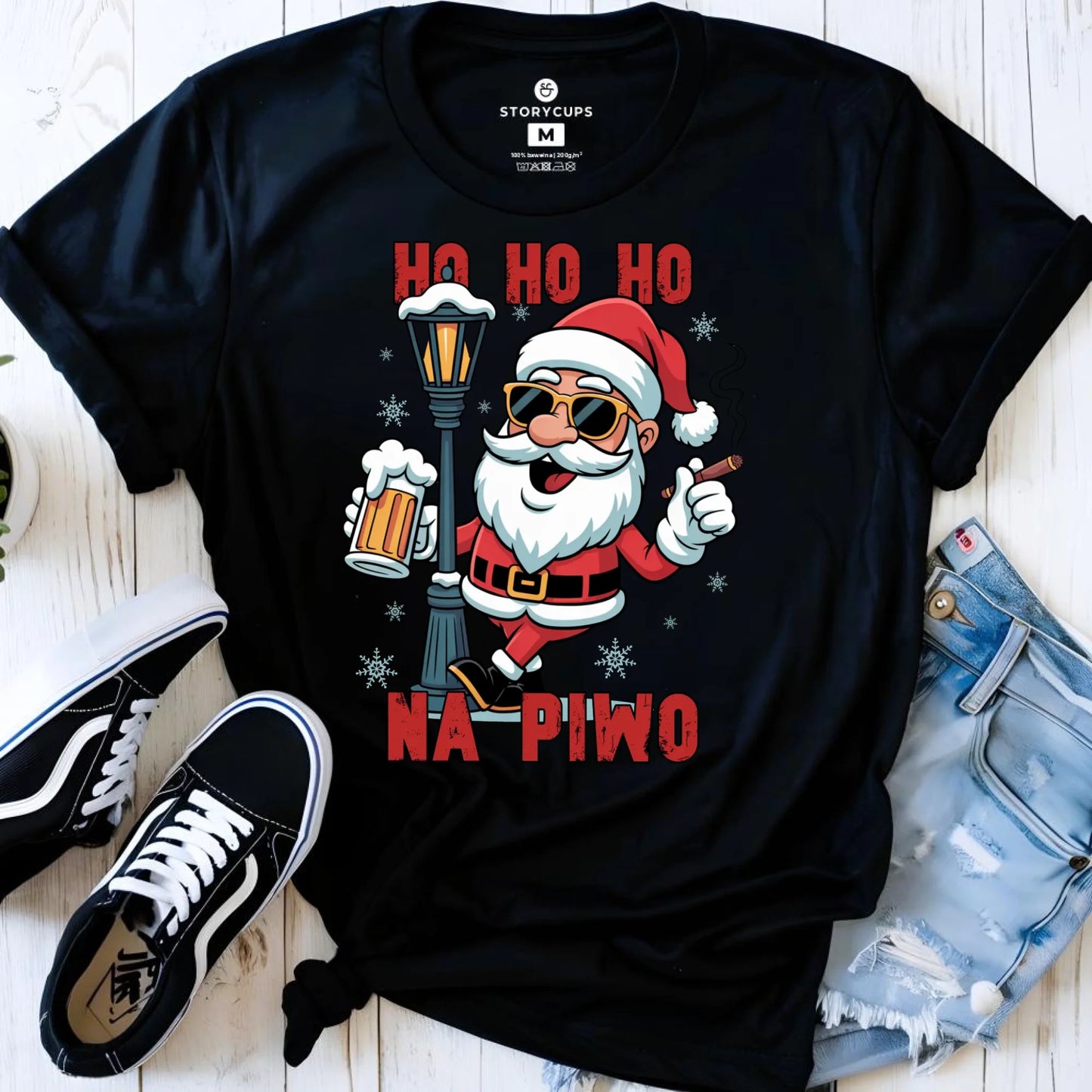 Koszulka damska świąteczna - Mikołaj Ho ho ho na piwo BN64 - StoryCups.pl