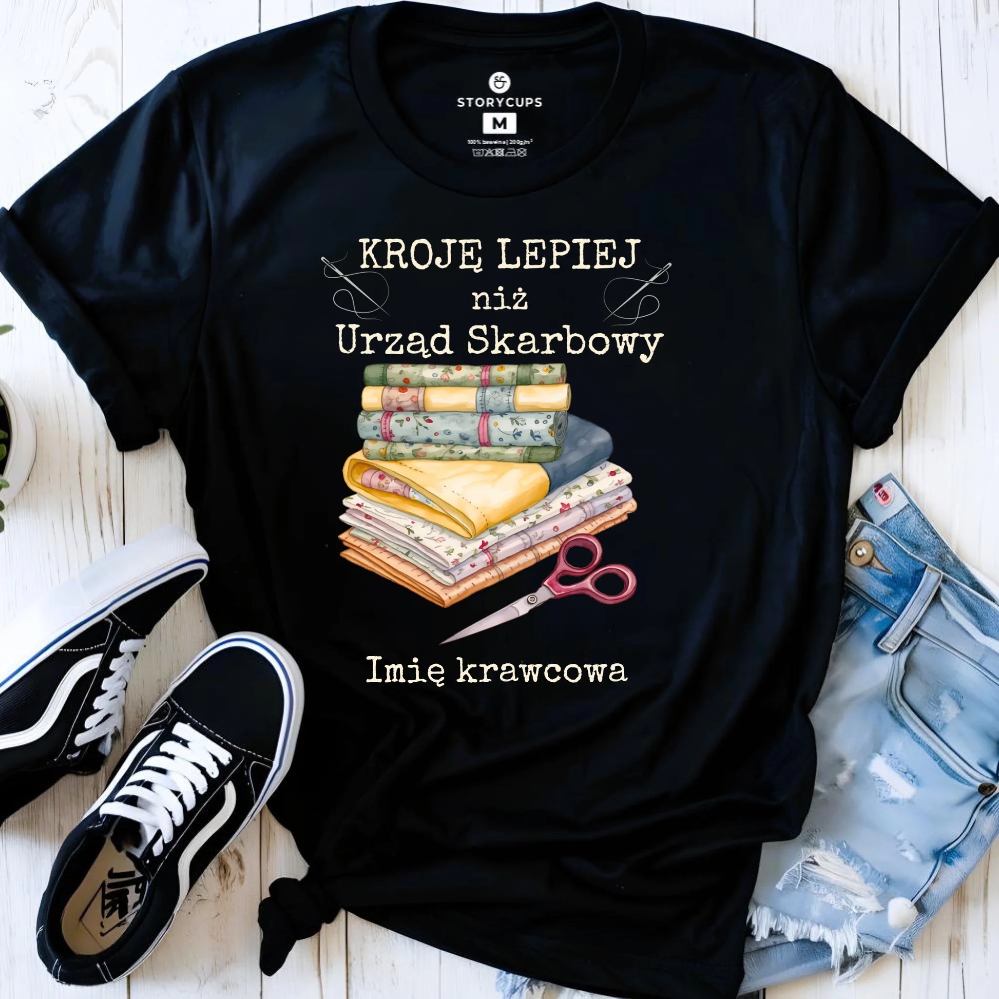 Koszulka damska szyciowa dla krawcowej - Kroję lepiej niż US - personalizowana HS33 - StoryCups.pl