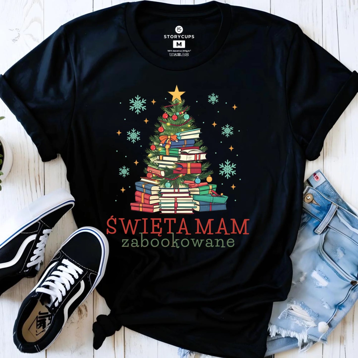 Koszulka damska świąteczna - Święta mam zabookowane BN05 - StoryCups.pl