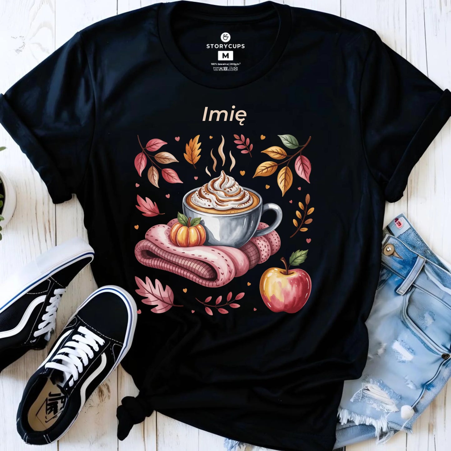 Koszulka damska jesienna - Przytulna jesień - personalizowana JS29 - StoryCups.pl