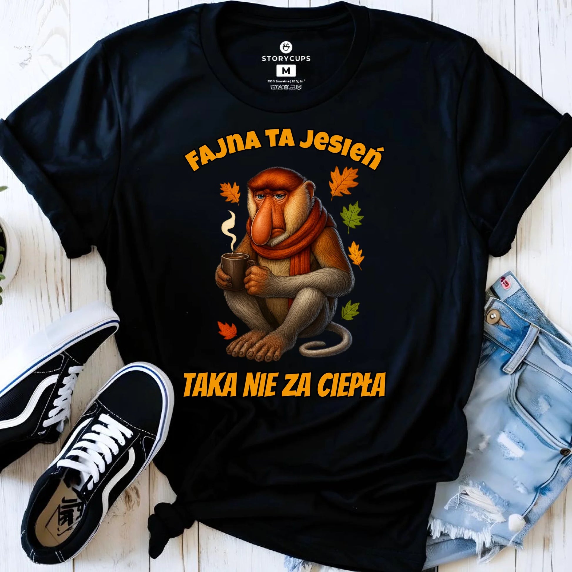 Koszulka damska jesienna - Janusz Nosacz - Fajna ta jesień, taka nie za ciepła JS21 - StoryCups.pl