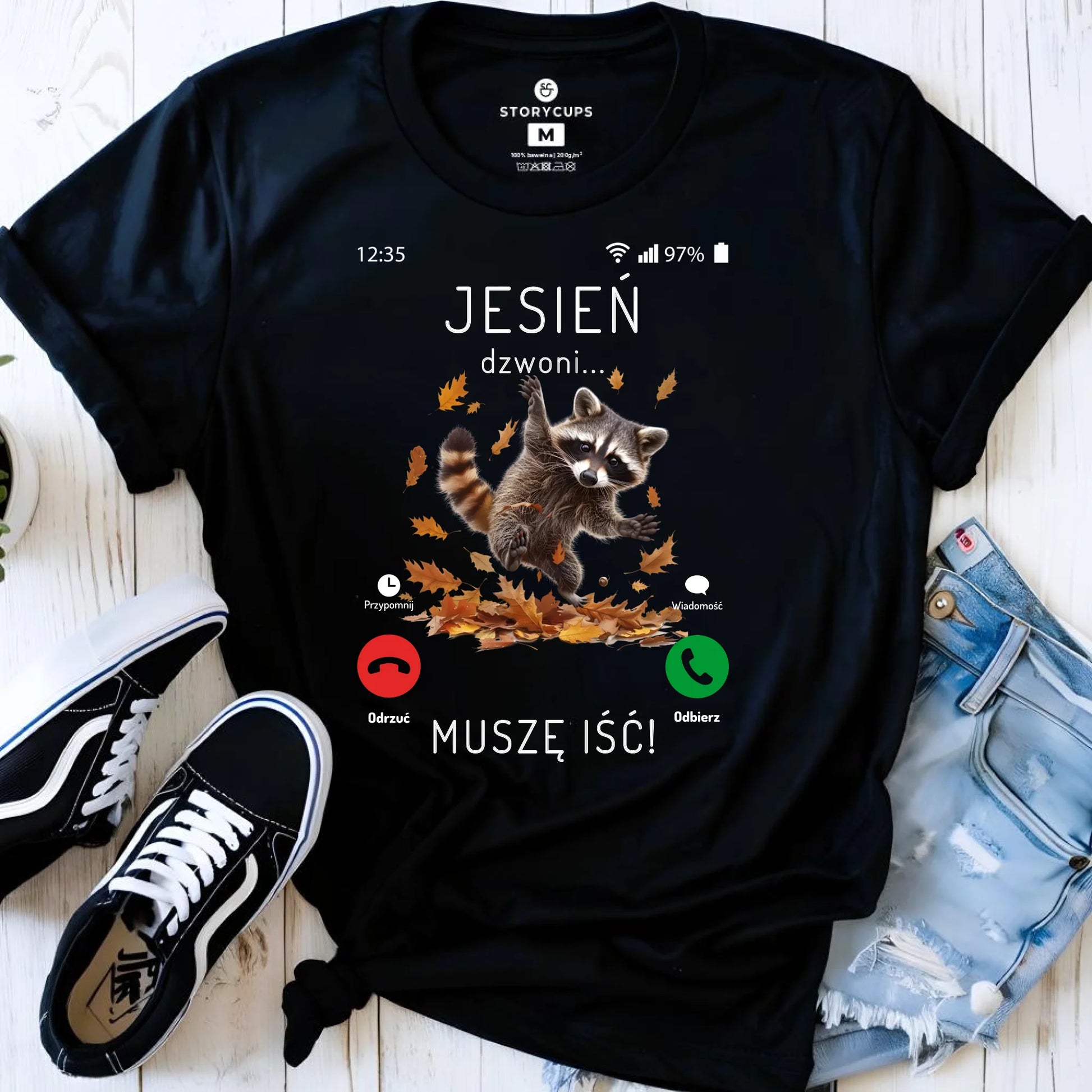 Koszulka damska jesienna - Jesień dzwoni muszę iść JS18 - StoryCups.pl