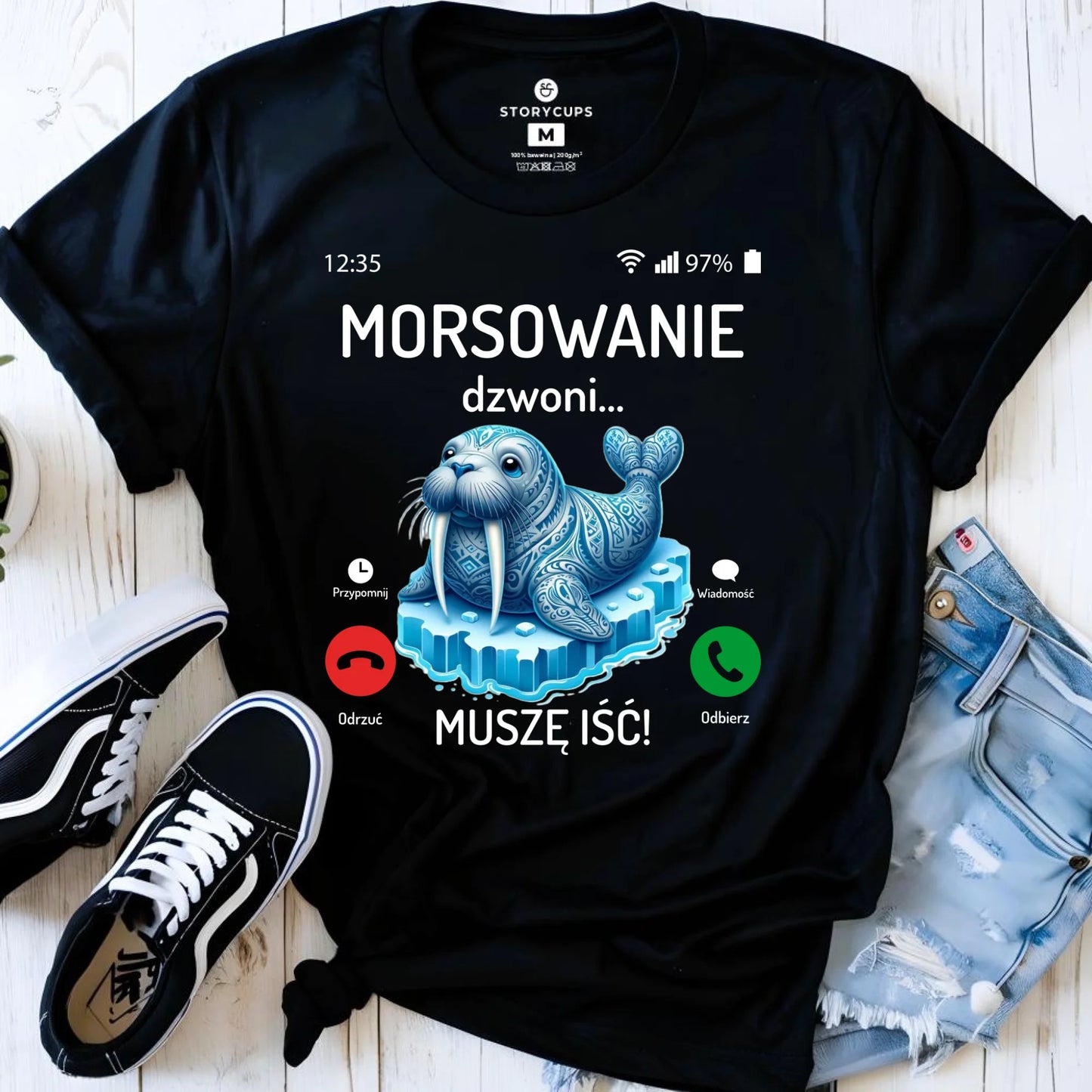 Koszulka damska - prezent dla morsa - Morsowanie dzwoni muszę iść - Mors HM04 - StoryCups.pl