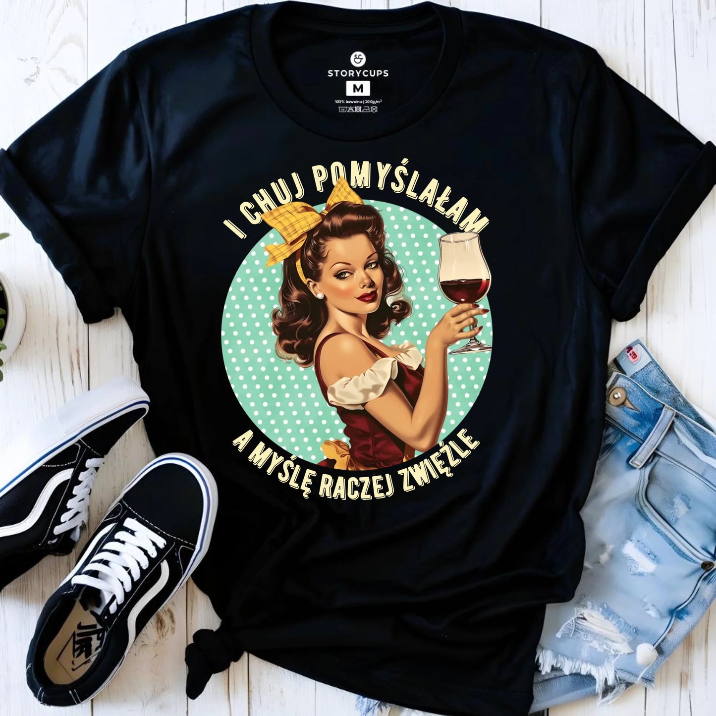 Koszulka damska retro - I ch*j pomyślałam, a myślę raczej zwięźle – bez cenzury DZ13 - StoryCups.pl